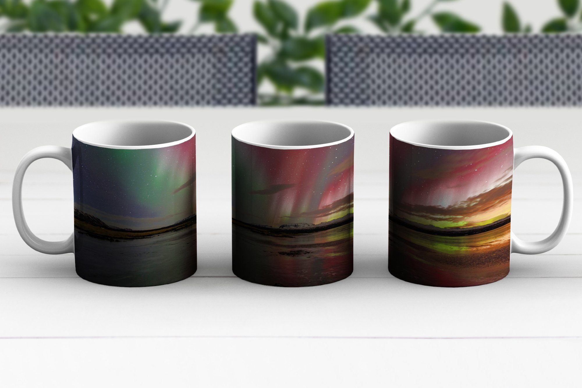 Becher, Geschenk Keramik, Island - Teetasse, Farben, MuchoWow Teetasse, Kaffeetassen, - Tasse Nordlichter