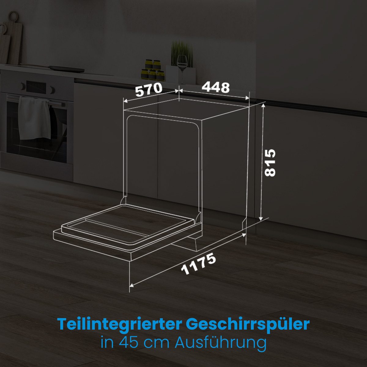 BOMANN teilintegrierbarer Geschirrspüler GSPE 7422 TI, 45 cm, teilintegriert, OHNE Möbelfront