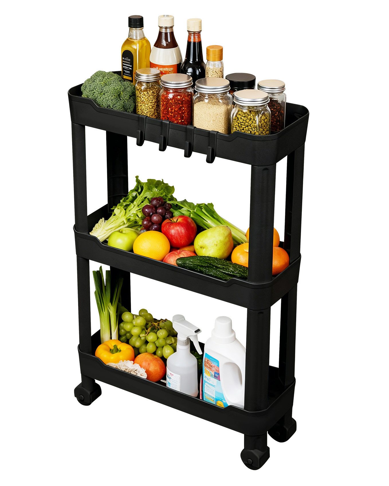 Ribelli Servierwagen Rollwagen 3 Ebenen, Küchenwagen schmal, Küchenregal mi günstig online kaufen