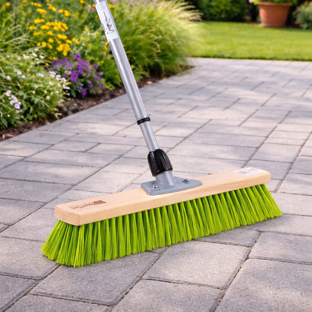 BawiTec Straßenbesen Straßenbesen Besen grüne Borsten mit Teleskopstiel Gartenbesen, Aussenbereich, Teleskopstiel, Langlebig, robust