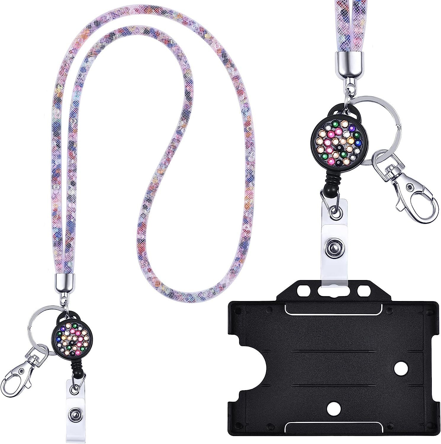 WEBBOMB Schlüsselanhänger Kristall Lanyard + Jojo Set + Kartenhalter Umhängeband Schlüsselband