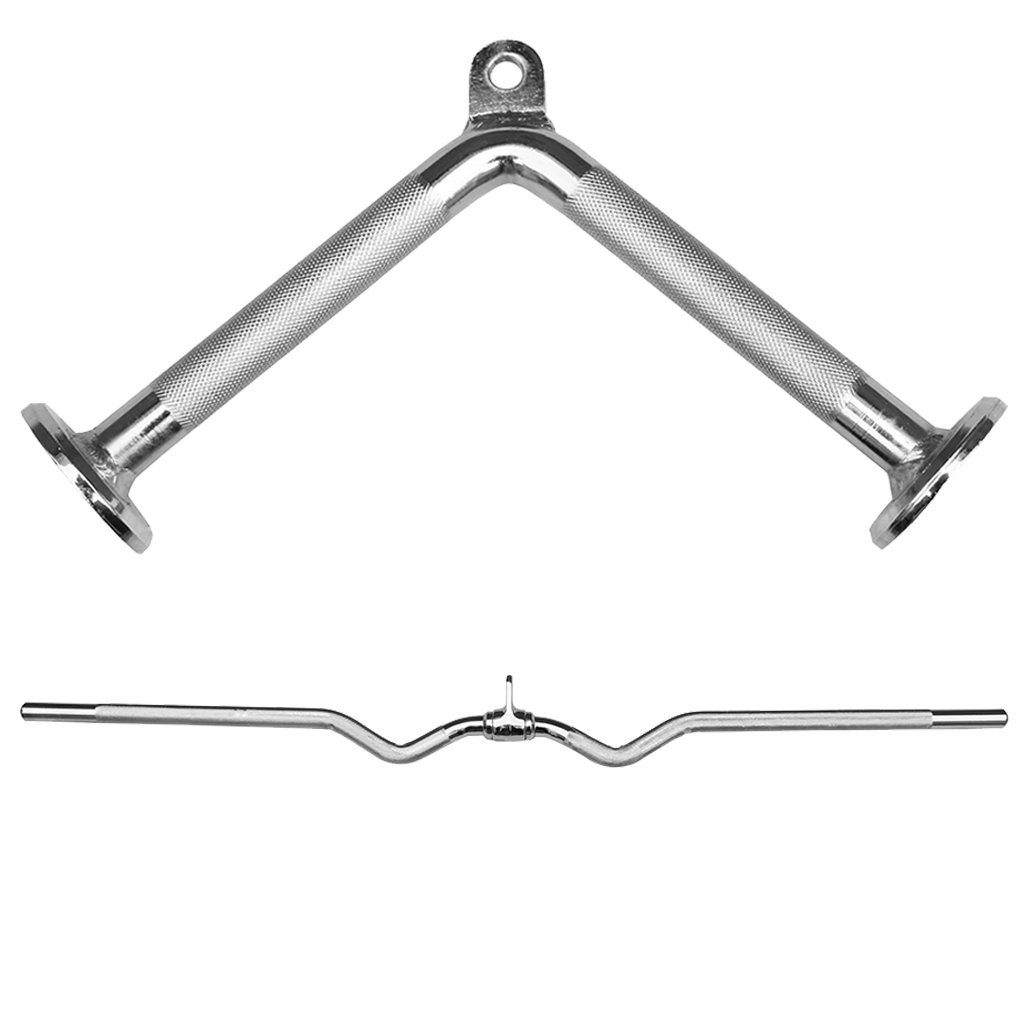 Sporttrend 24 Trainingshilfe Seilzug Set - V Griff + SZ Curl Griff