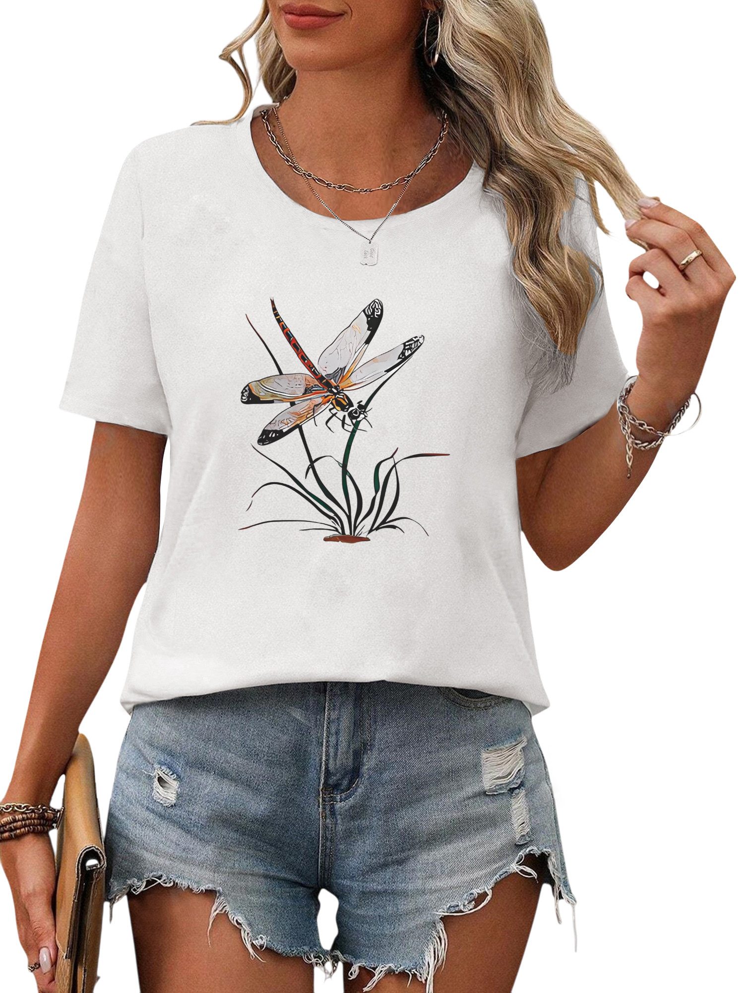 PYL Kurzarmbluse Damen Bequemes Sommer Kurzarmbluse günstig online kaufen