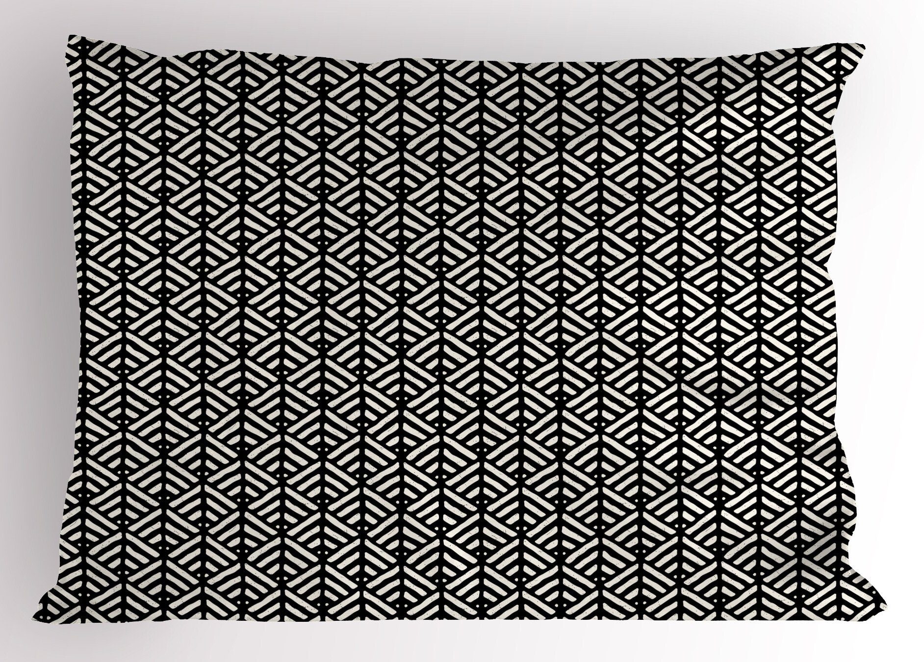 Kopfkissenbezug, Dekorativer Size Schwarz (1 weiß und Standard Grunge-Linien Abakuhaus Retro Kissenbezüge Stück), Gedruckter