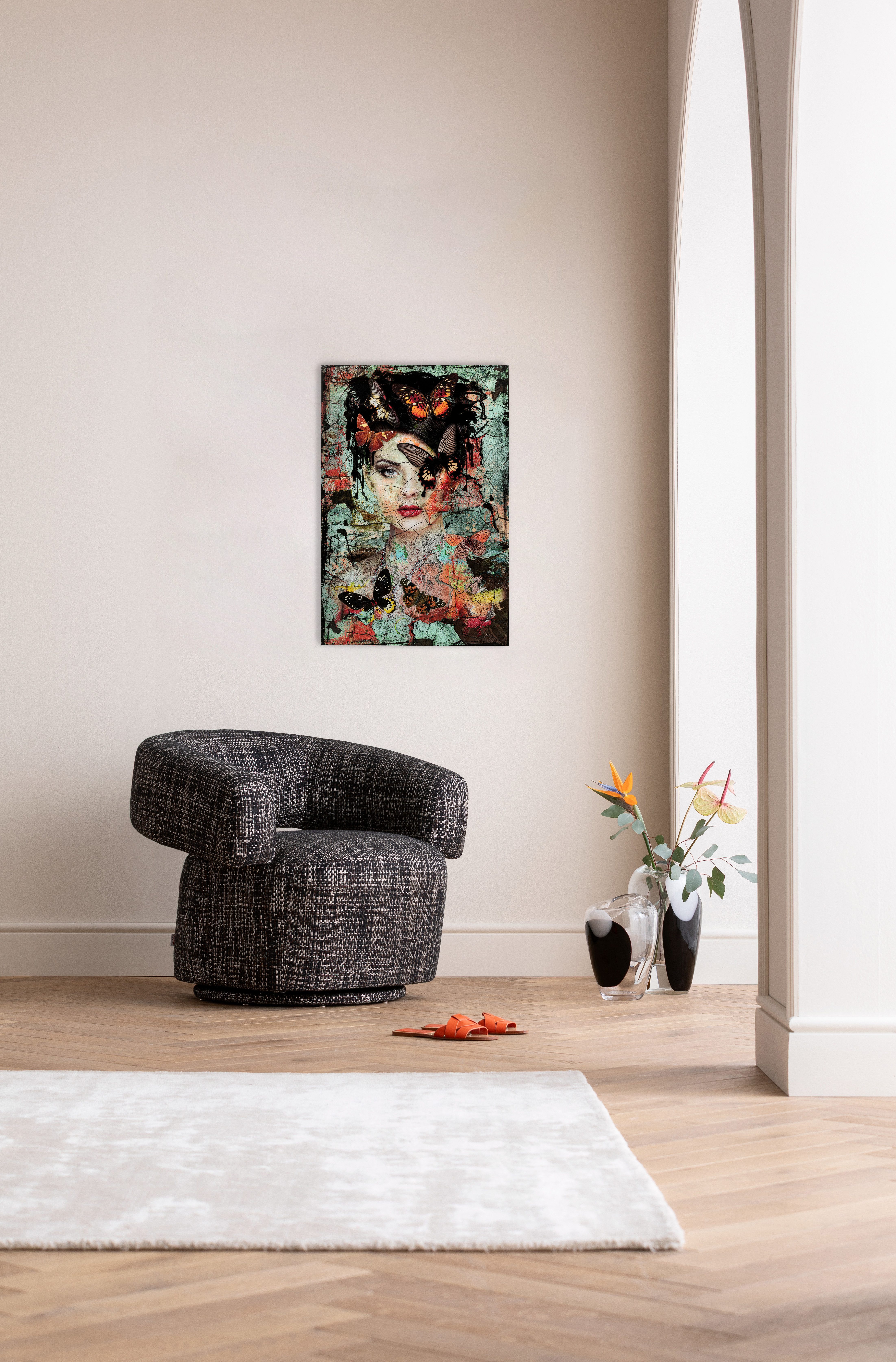 Kare Design Glasbild Lady Butterfly 75x55cm