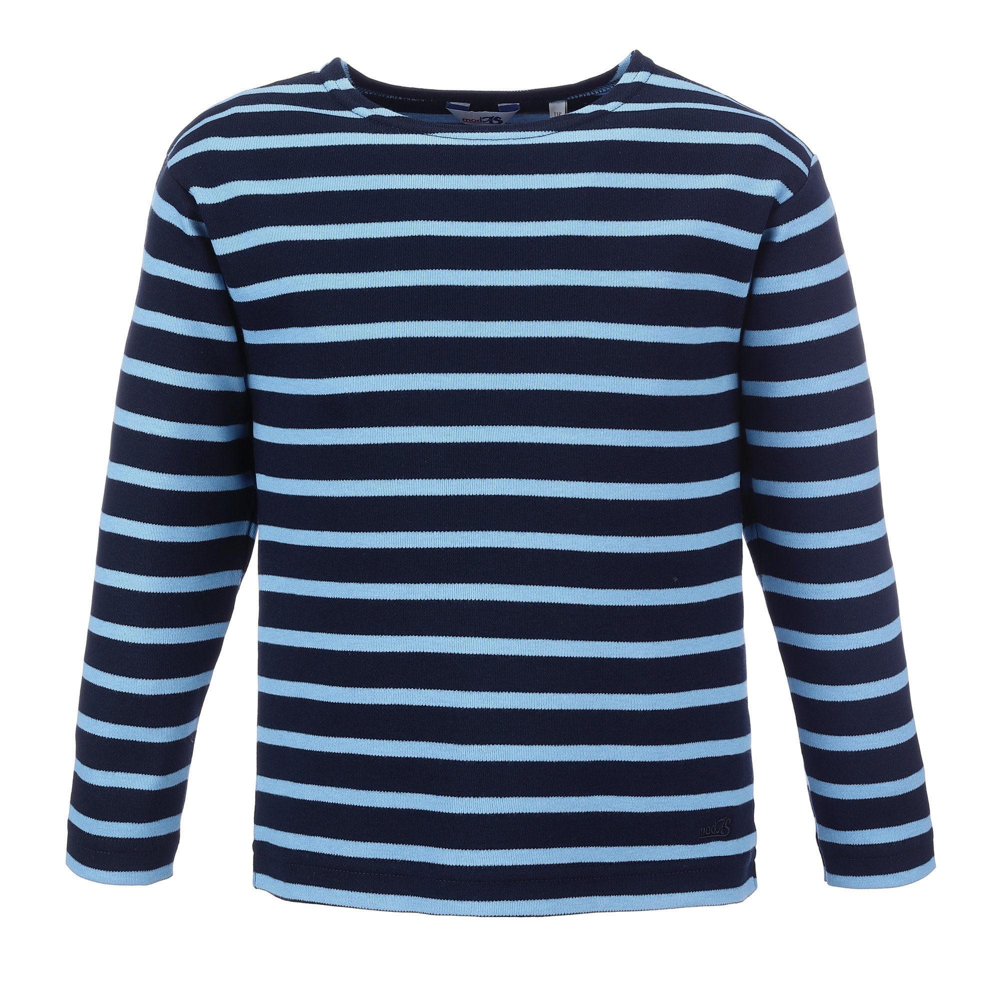 blau für Kinder Longsleeve azur modAS Shirt / Bretonisches mit Jungen Mädchen (74) Streifen Langarmshirt