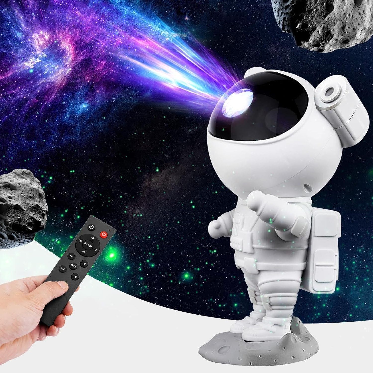 kowdom Nachtlicht Sternenhimmel Projektor Astronaut Nachtlicht mit Fernbedienung Timer, LED, mehrfarbig, wählbar, Astronaut-Design, Fernbedienung, Timer, 360° Rotation, Sterne