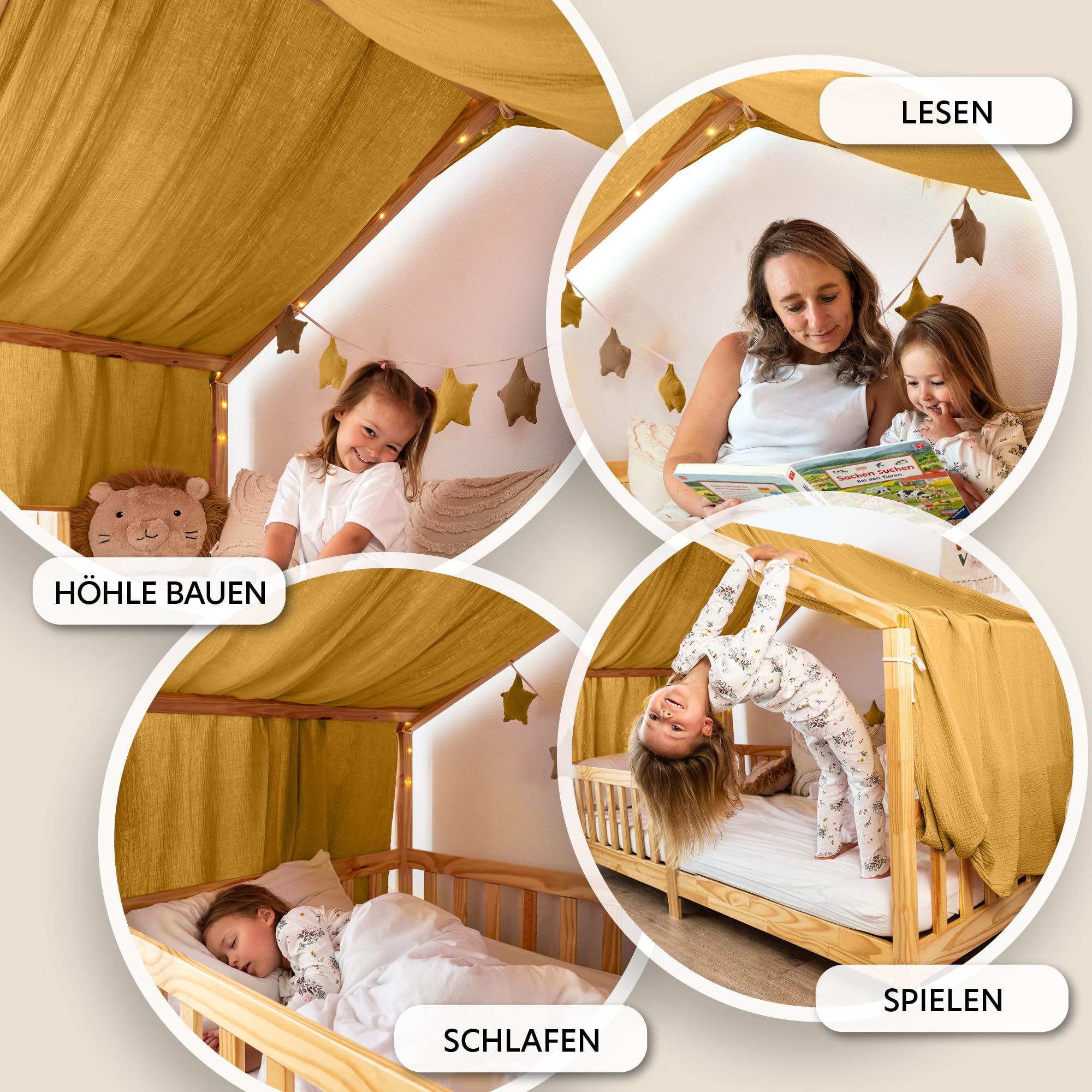 lilimaus Betthimmel Himmel für Hausbett aus Musselin - Länge 320, 360 oder 420 cm (1-tlg), macht das Hausbett zur Kuschelhöhle - weicher, luftiger Musselin