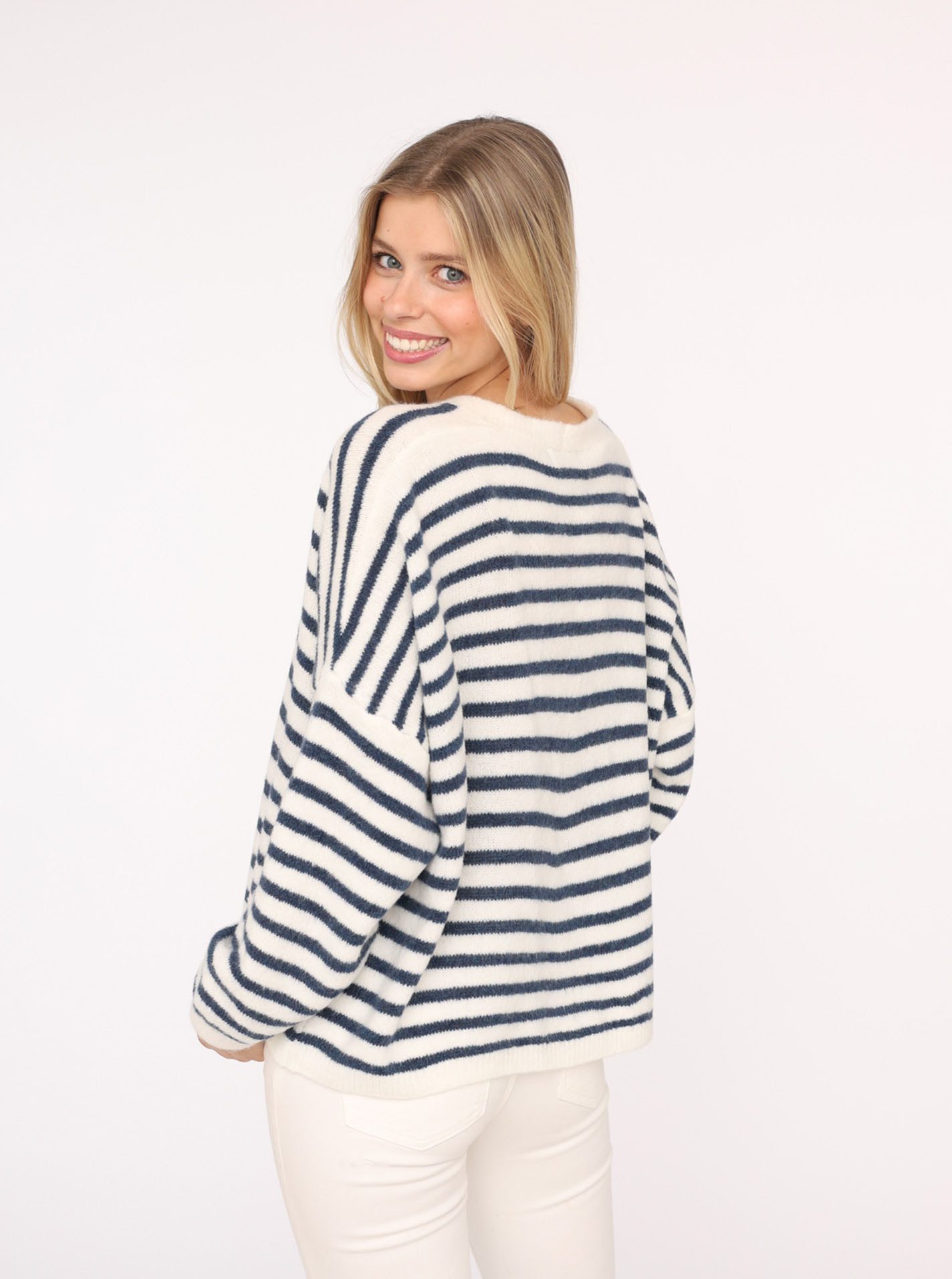 Zwillingsherz Strickjacke "Streifen" One Size, Loose-Fit, Langarm, Wollante günstig online kaufen