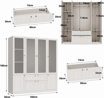 FUFU&GAGA Kleiderschrank mit 6 Türen und 2 Schubladen 160 x 50 x 180 cm