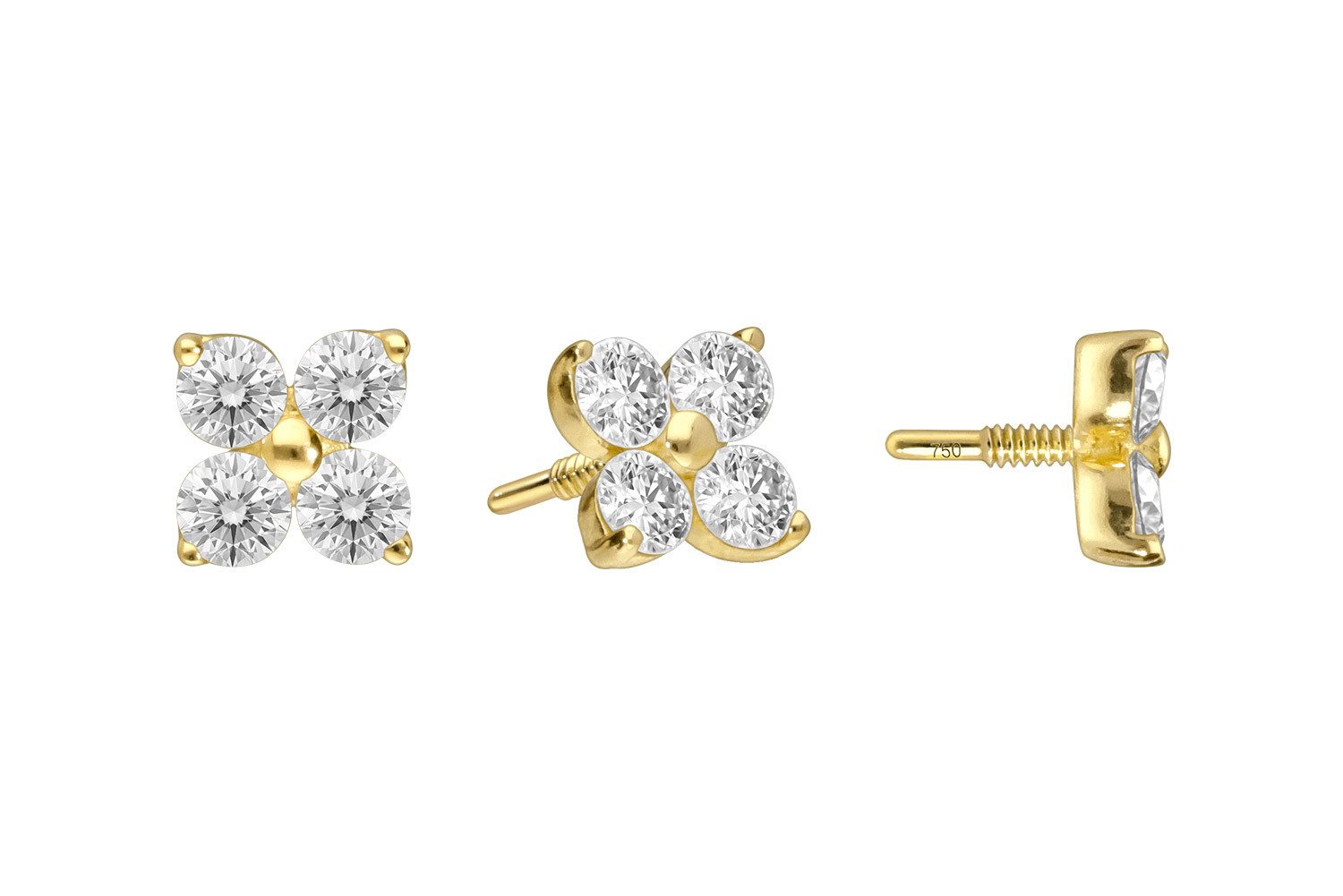 PIERCINGLINE Piercing-Set 18 Karat Gold Schraubaufsatz mit Außengewinde DIAMANT-BLUME (Schraub-Aufsätze, 1-tlg)