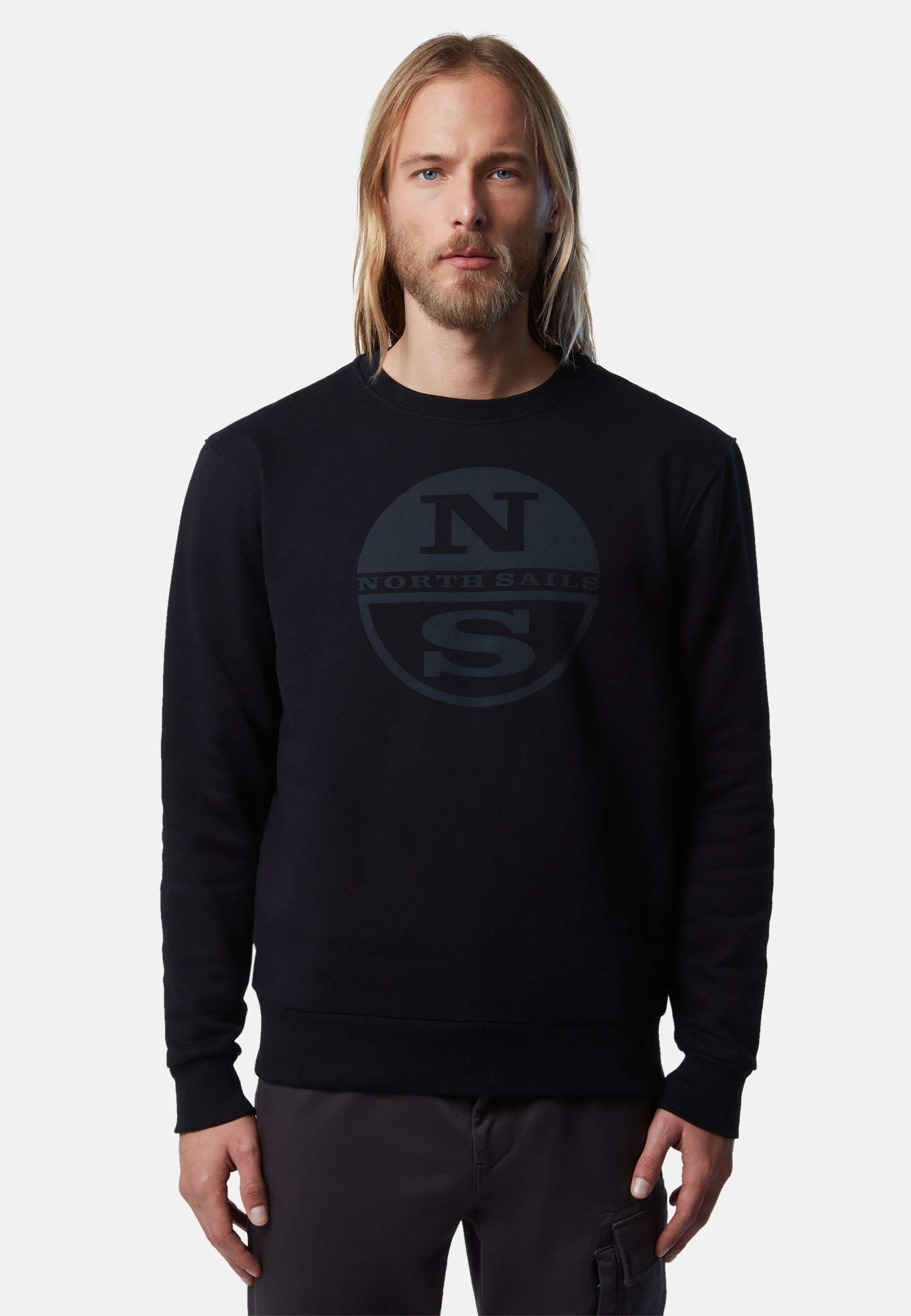 North Sails Fleecepullover Sweatshirt mit Logo-Druck MILKY BLACK | Fleecepullover