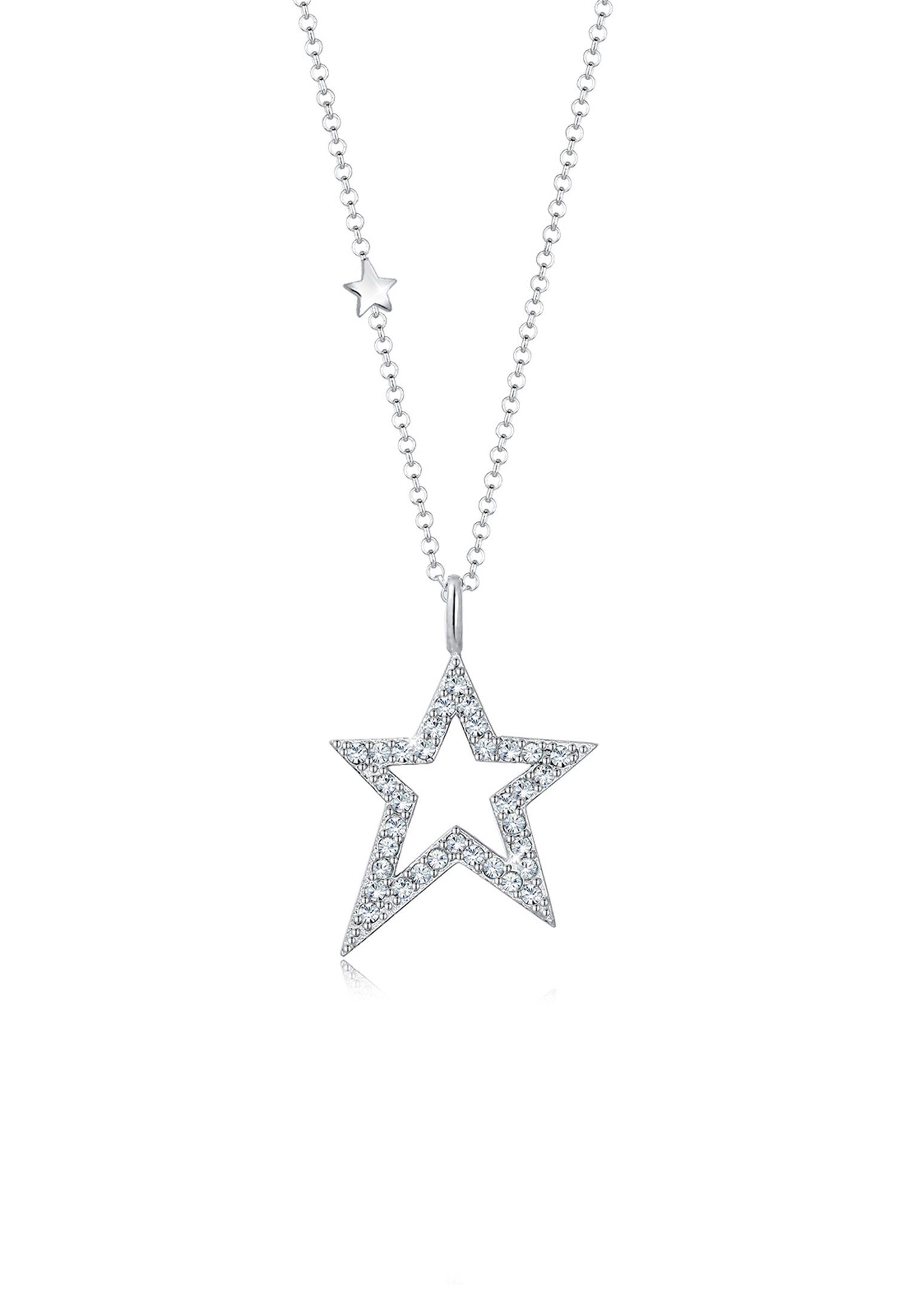 Elli Kette mit Anhänger Stern Astro Weiß 925 Sterling Silber, mit Kristallen von Swarovski®, Sterne