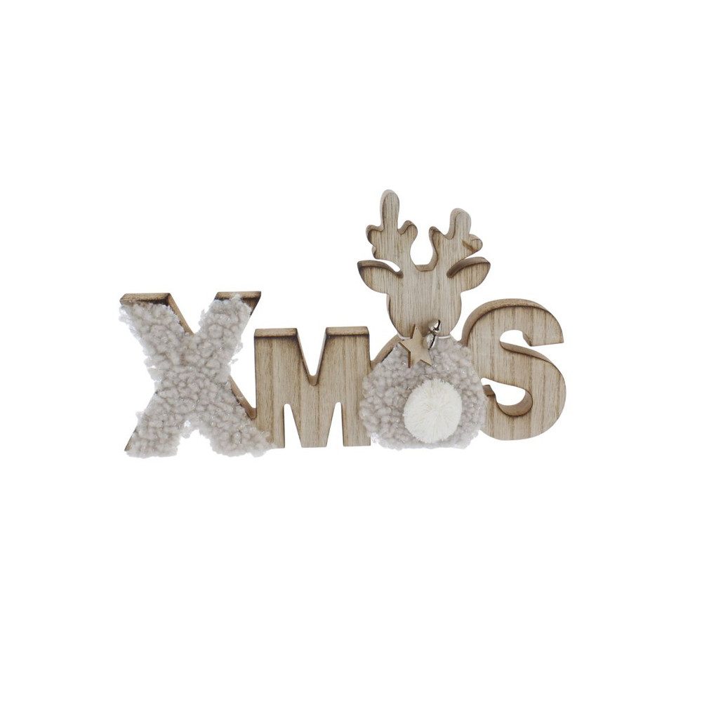 Weihnachtsfigur Schriftzug Xmas mit Rentier - ca. 37,5 x 2 x 16 cm