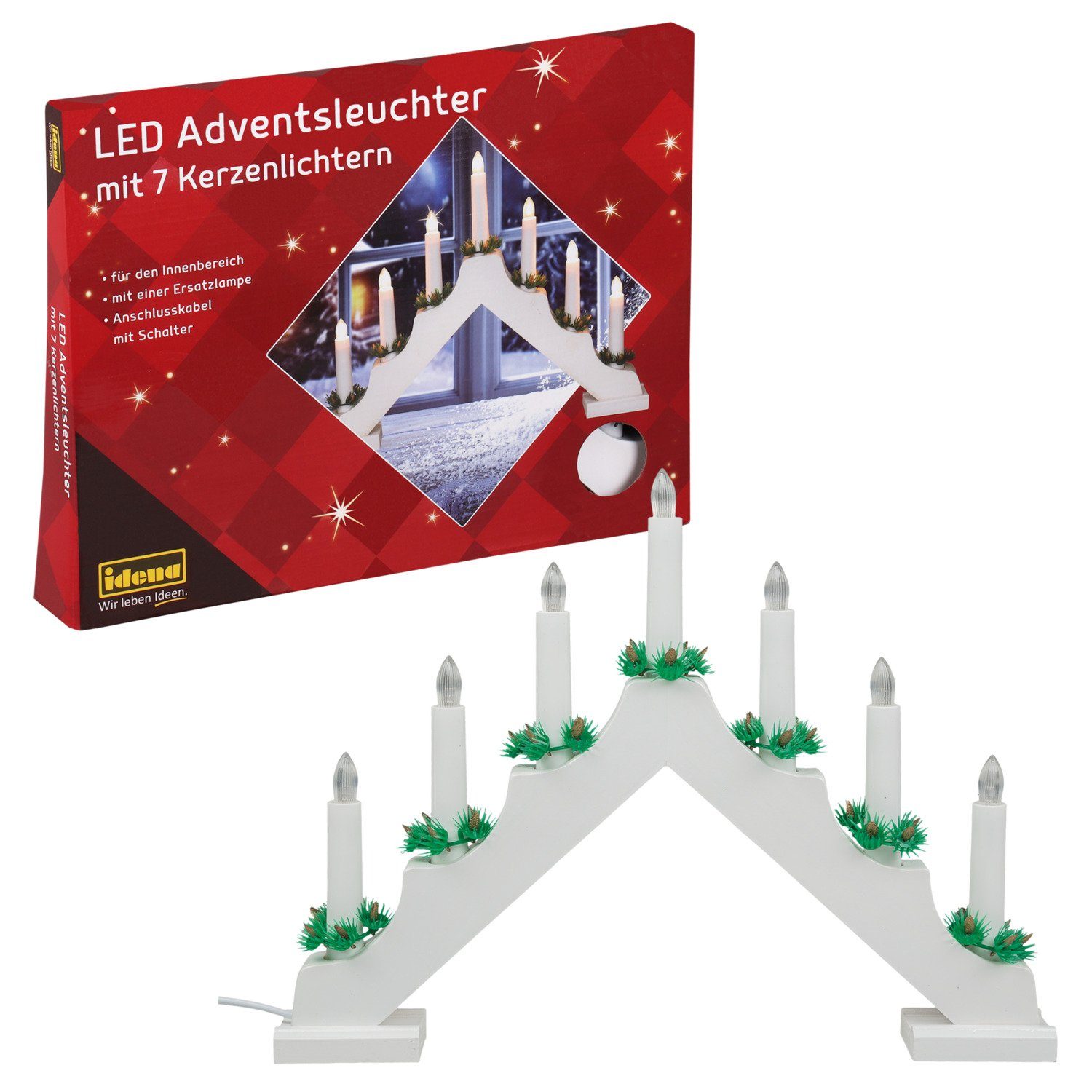 Idena Adventsleuchter Idena 31837 - LED Adventsleuchter aus weiß lackiertem günstig online kaufen