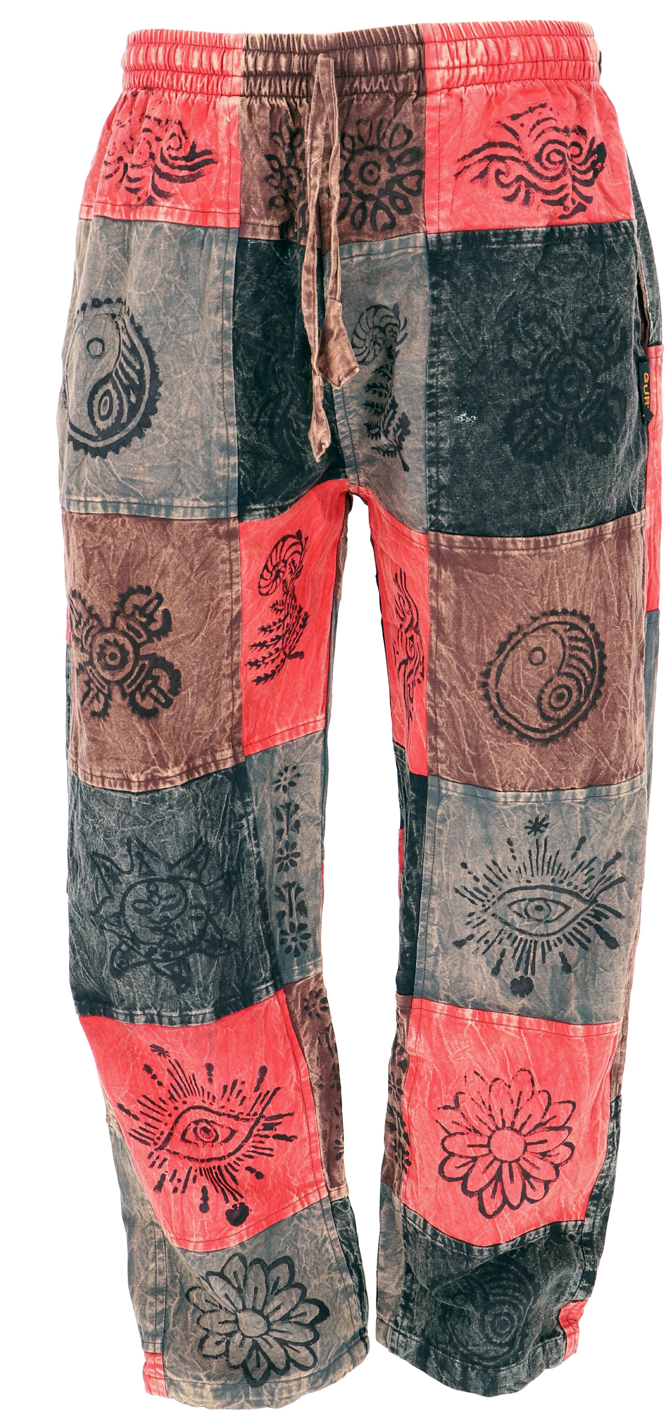 Relaxhose Patchwork Stonewash Yogahose, Unisex Goa..