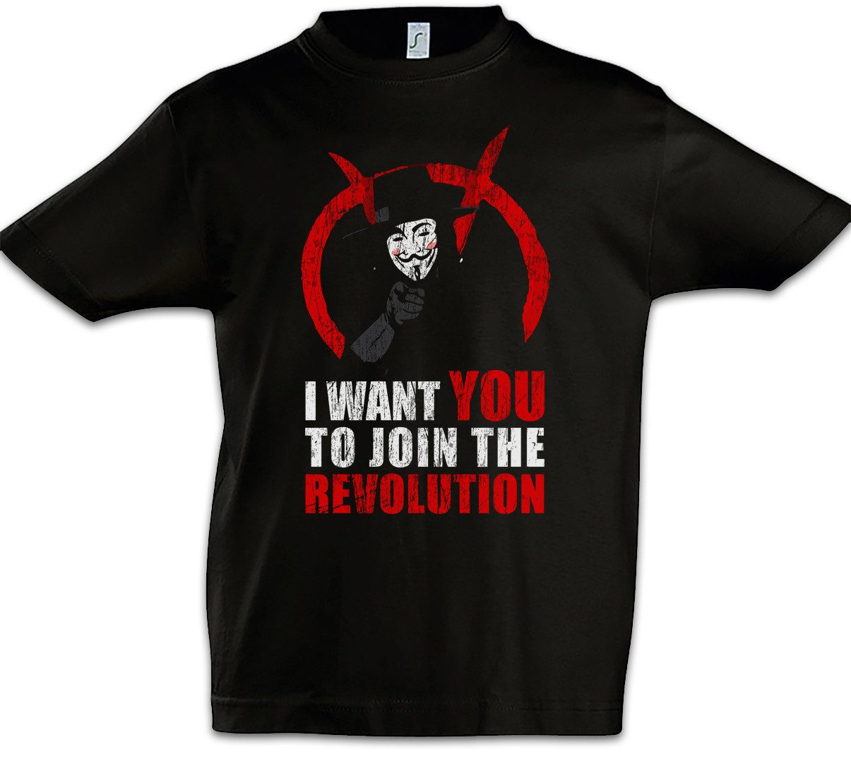 Print-Shirt Join The Revolution Kinder T-Shirt Anonymous Guy Fawkes We Are Legion