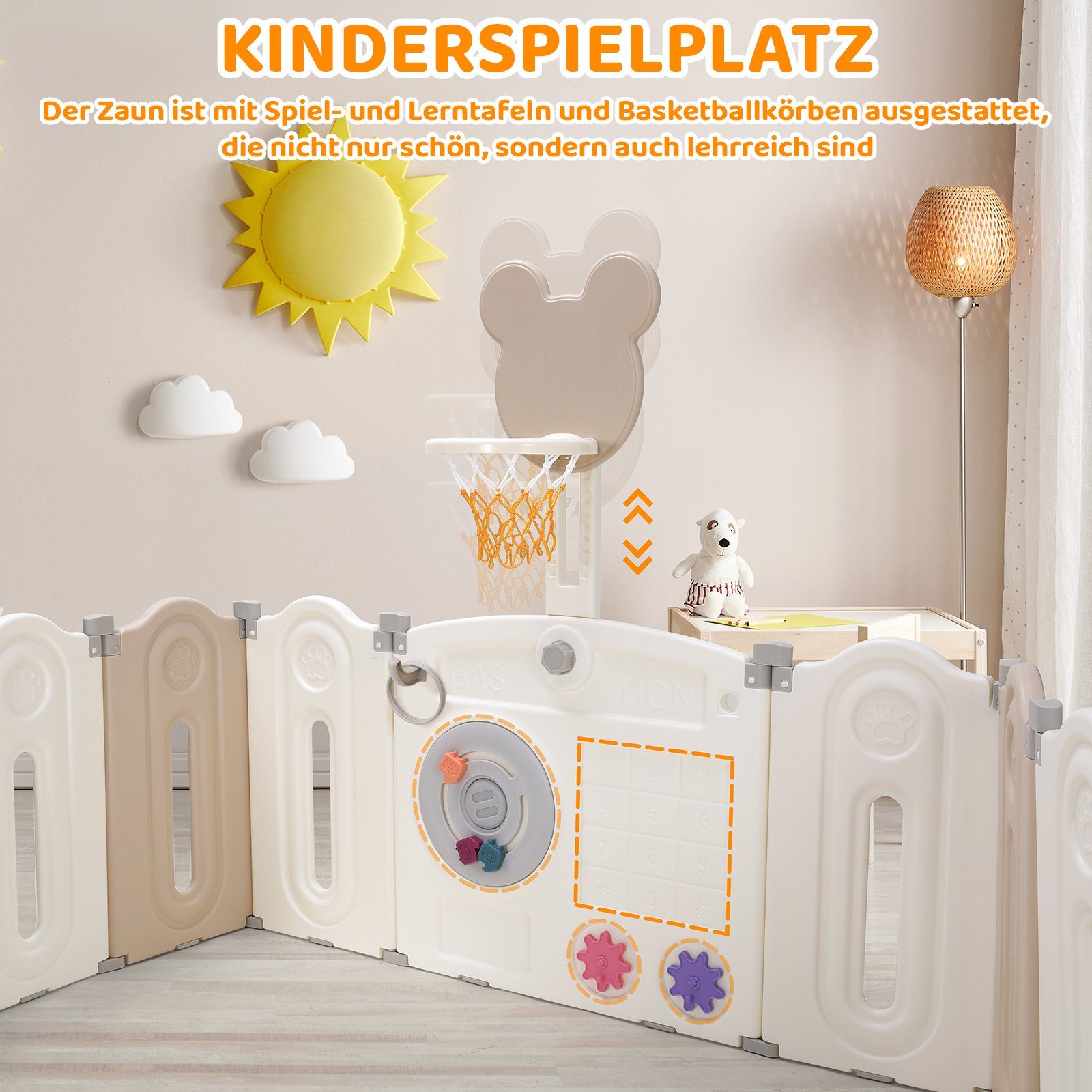 TLGREEN Laufgitter Baby Laufstall XXL,143×143×64cm, Faltbar Krabbelgitter,m günstig online kaufen