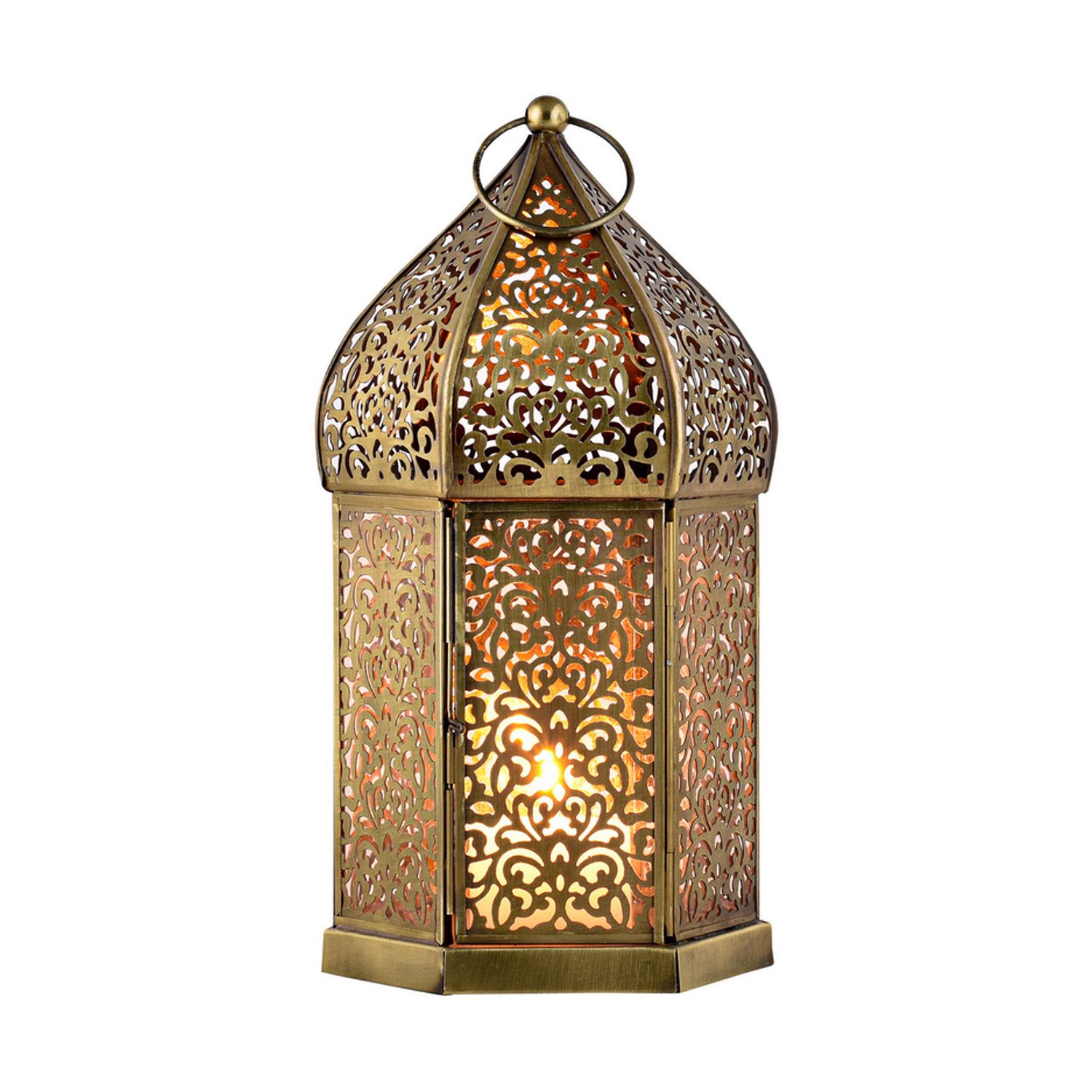 Marrakesch Orient & Mediterran Interior Teelichthalter Orientalische Laterne Yashar handgemacht aus Metall in Gold 27 cm hoch (1 St), Handarbeit