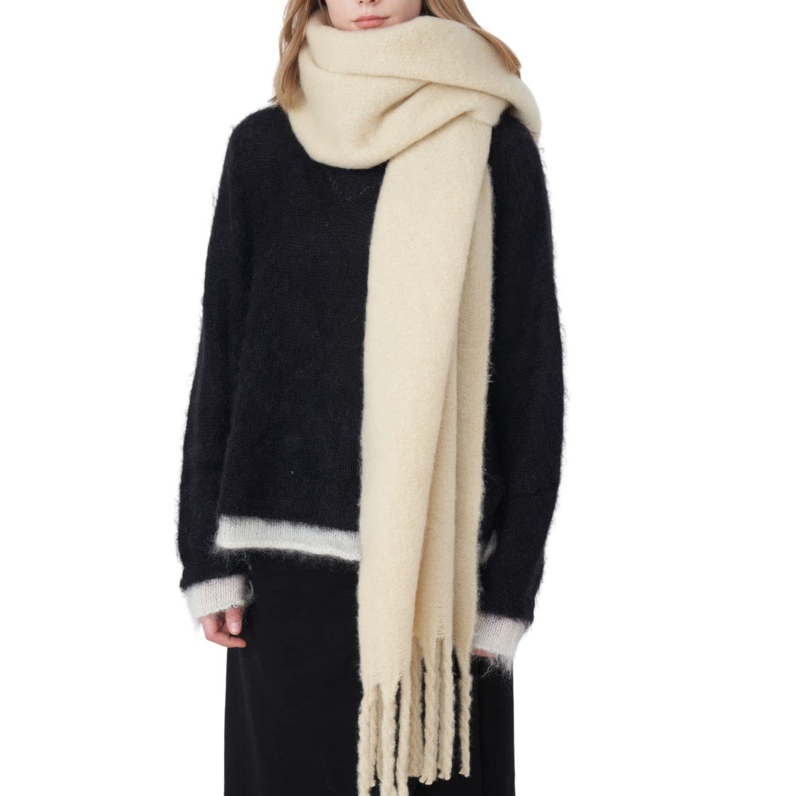 Coonoor Modeschal Damen Warm Herbst Winter unifarben mit quasten, Einfarbig günstig online kaufen