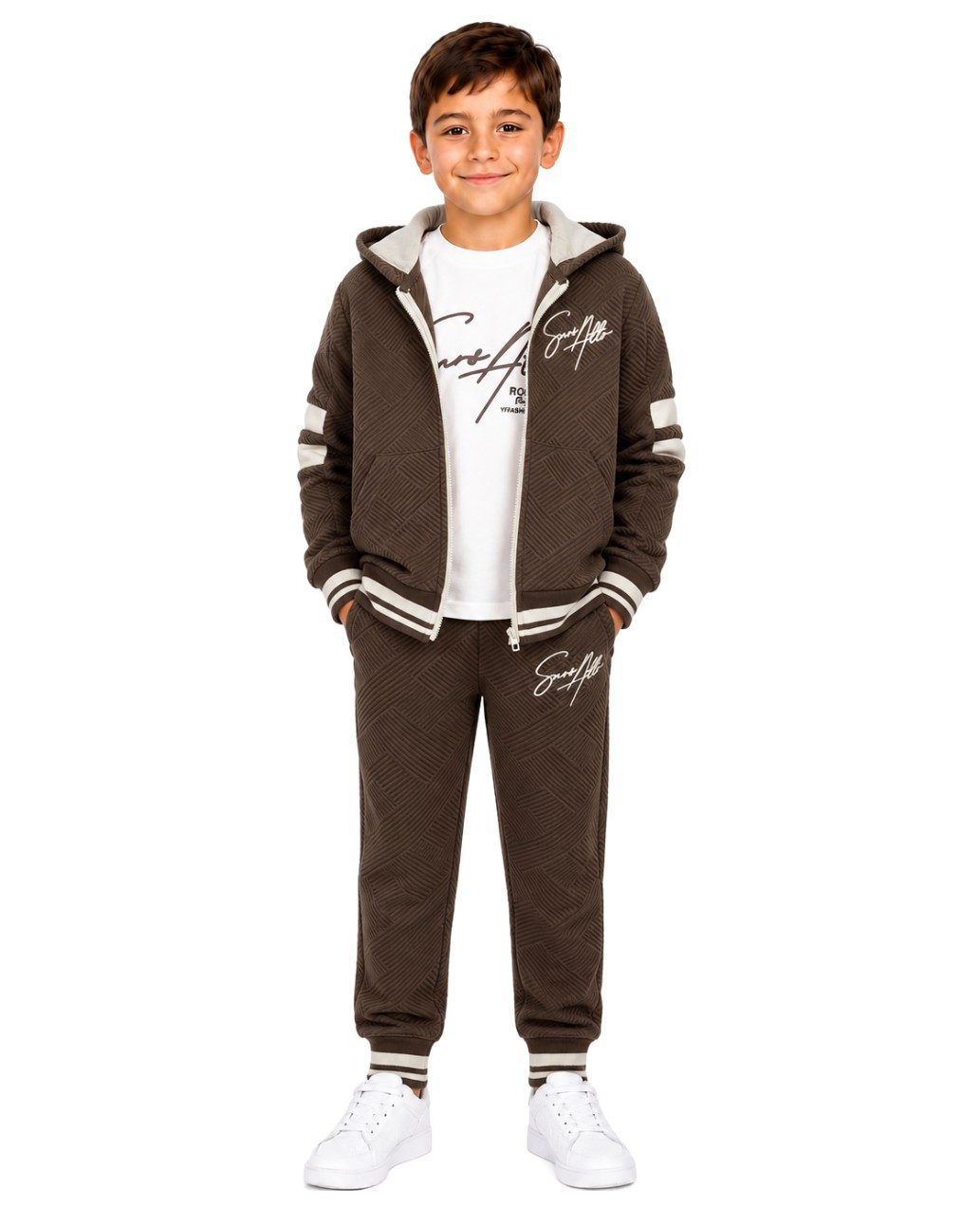Fashion Boy Sweatanzug 3-teiliges Set mit Kapuzenjacke, Langarmshirt & Jogginghose JF7913 (Set, Kapuzenjacke, Langarmshirt & Jogginghose)