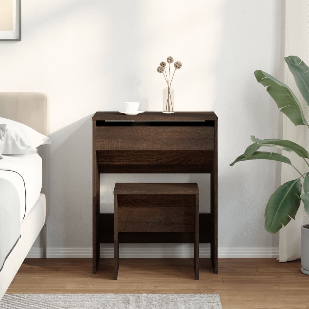 vidaXL Schminktisch Schminktisch mit Hocker Braun günstig online kaufen