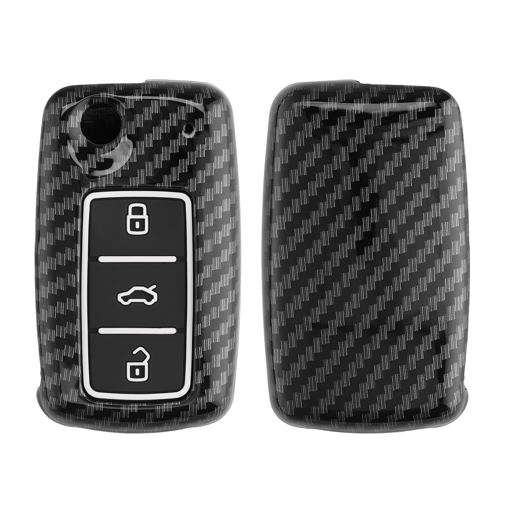 kwmobile Schlüsseltasche Autoschlüssel Hülle für Case - Cover Schwarz Schlüsselhülle Seat, Hardcover Skoda Schutzhülle VW
