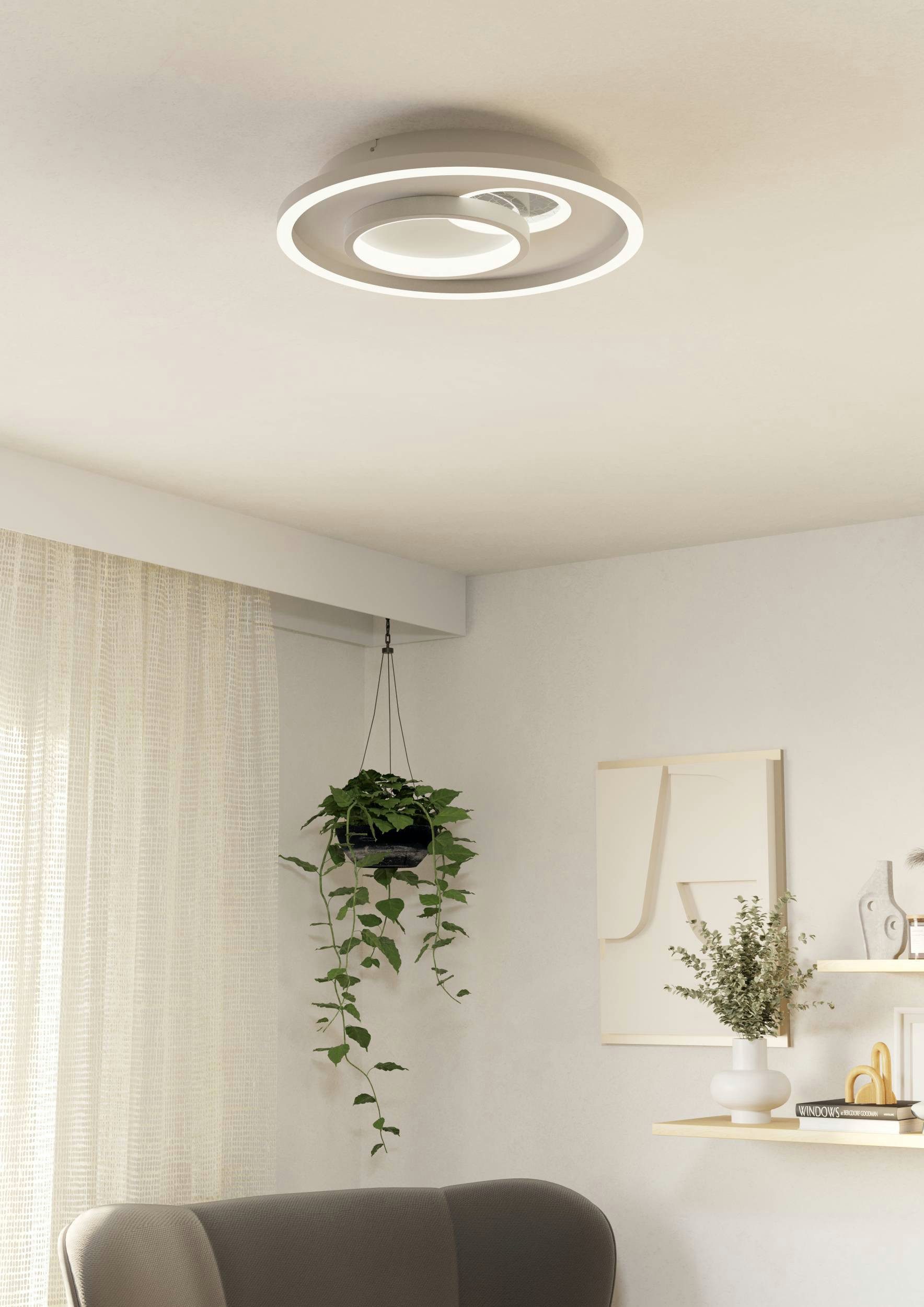 EGLO Deckenleuchte Tiriolo Deckenlampe, Wohnzimmerlampe, Metall, Kunststoff, Flurlampe, LED fest integriert, Neutralweiß, Wand-/Deckenleuchte - H6 x Ø38 cm - weiß, silber - 14W;8,5W inkl.