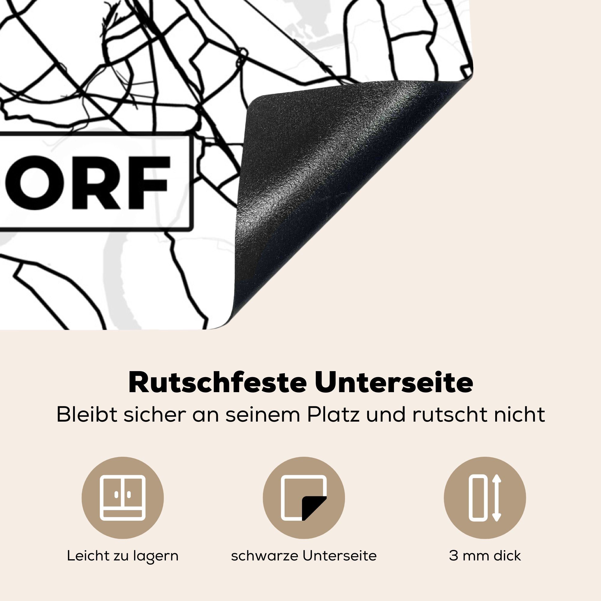 - Karte Herdblende-/Abdeckplatte für küche (1 - Düsseldorf Stadtplan, Arbeitsplatte tlg), Ceranfeldabdeckung, MuchoWow cm, Vinyl, 78x78