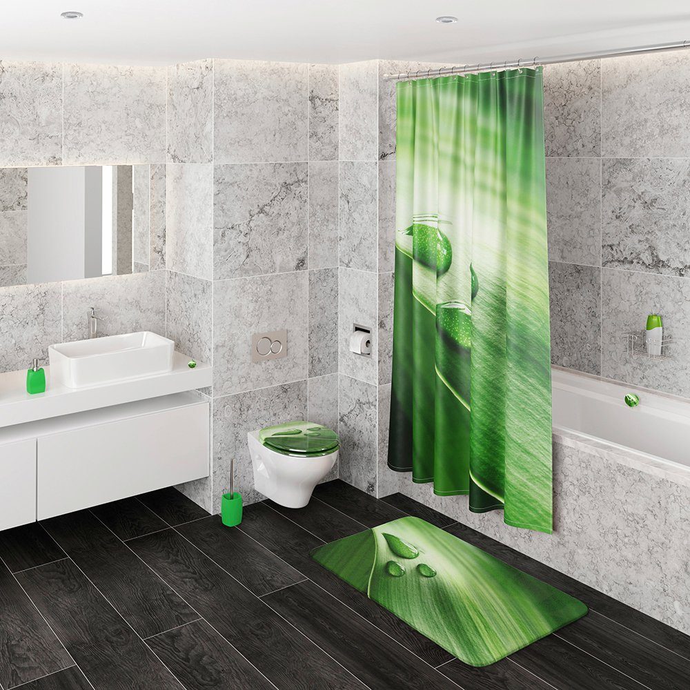 Badaccessoire-Set Leaf, Badteppich WC-Sitz, Sanilo tlg., Komplett-Set, Waschbeckenstöpsel bestehend 3 aus und Green