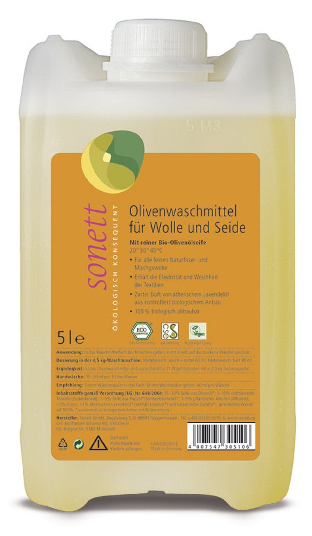 Sonett Oliven Waschmittel 5L Vollwaschmittel