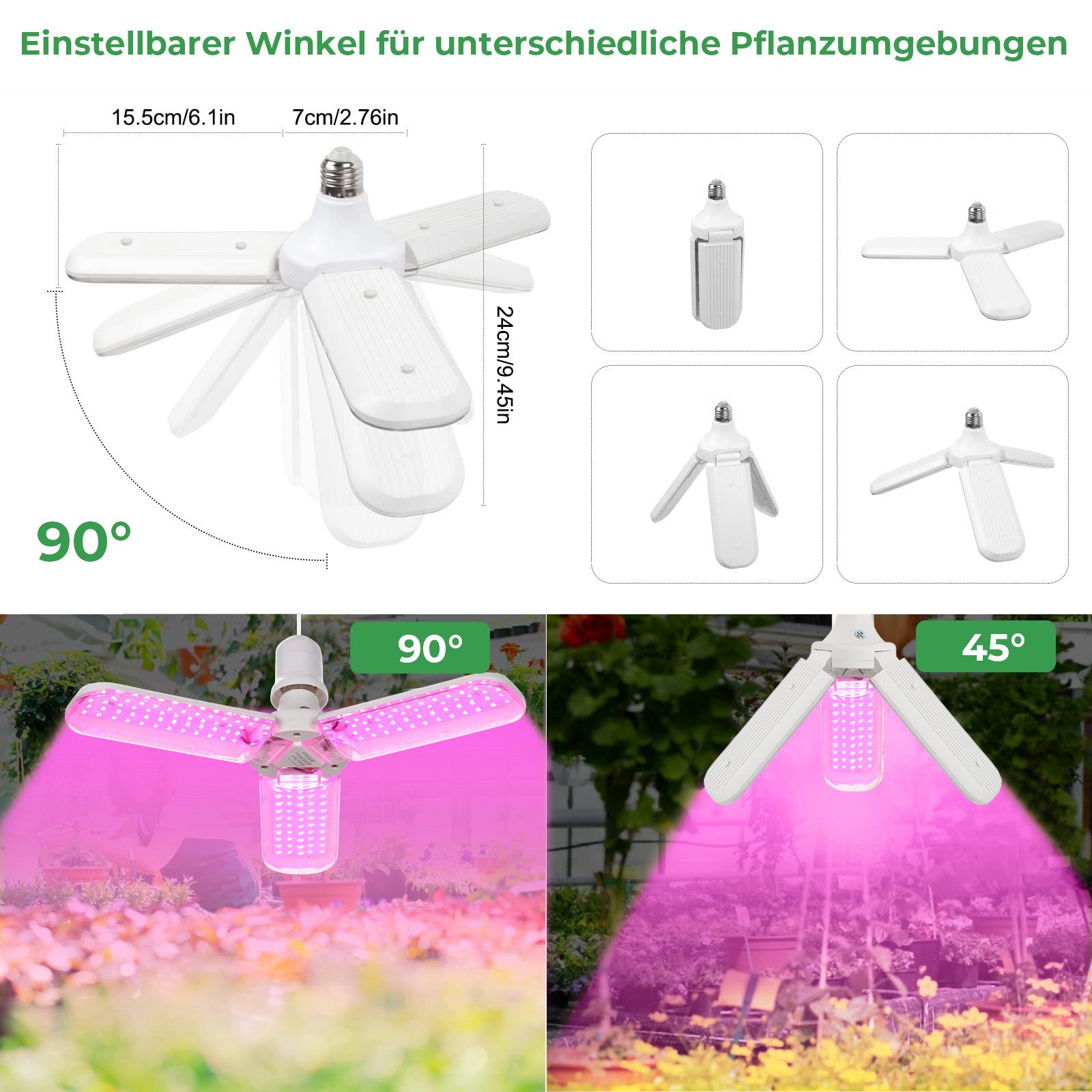 Jibenhome Pflanzenlampe LEDs Vollspektrum/Sonnenlichts Pflanzenlicht mit E2 günstig online kaufen