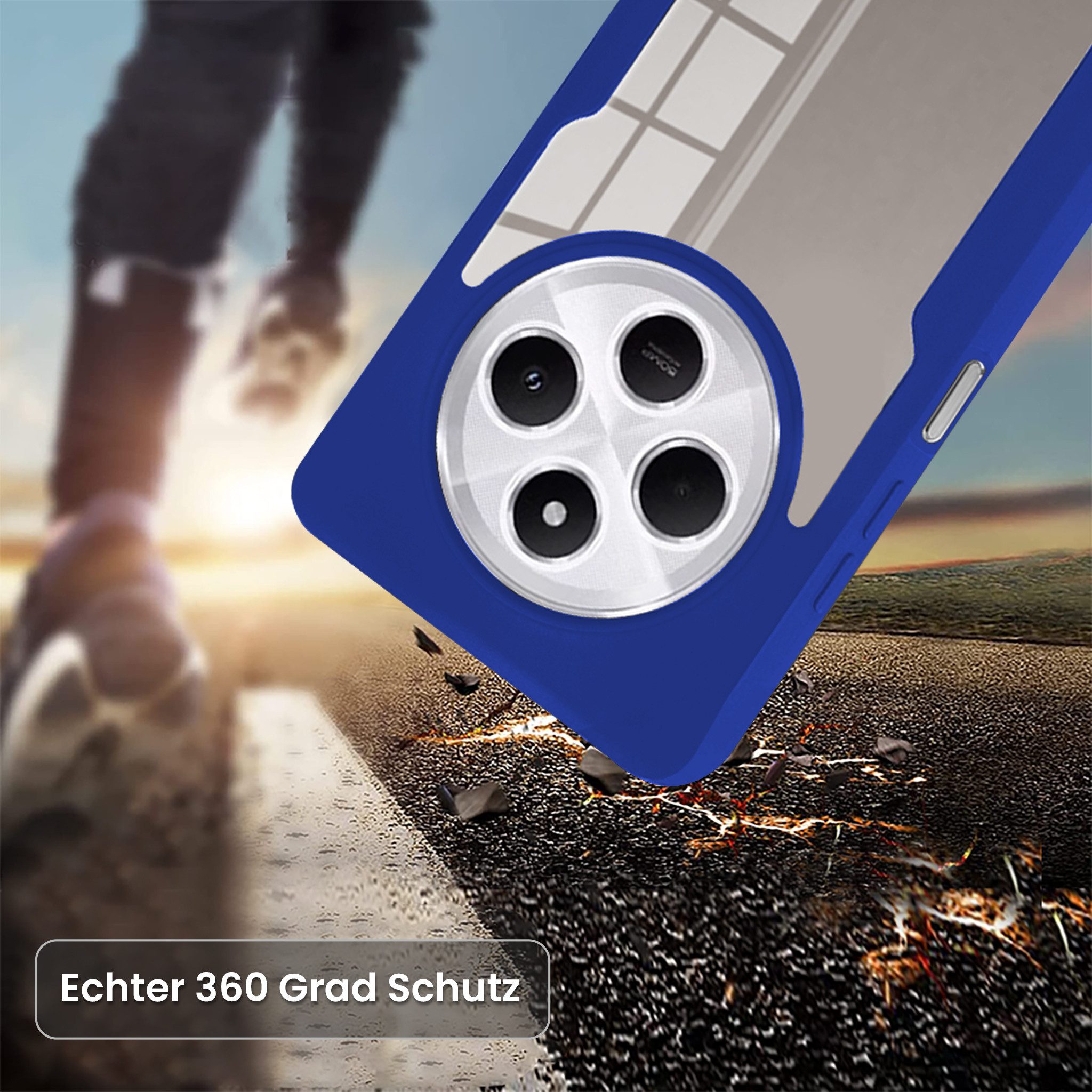 Tec-Expert Handyhülle 360 Grad Hülle für Xiaomi Redmi 14C 6.88 Zoll, 6.88, Rundum Schutz Cover Case Hülle robust