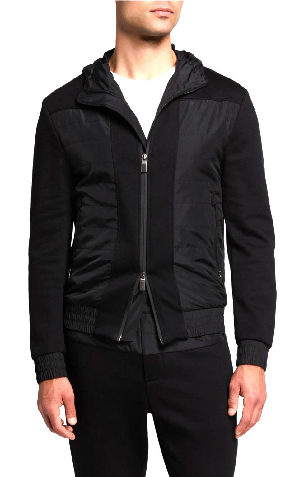 CANALI Blouson Black Edition Hi-Tech Luxus Sportjacke mit Reißverschluss Zwei-Wege-Reißverschluss und verstellbare Kapuze