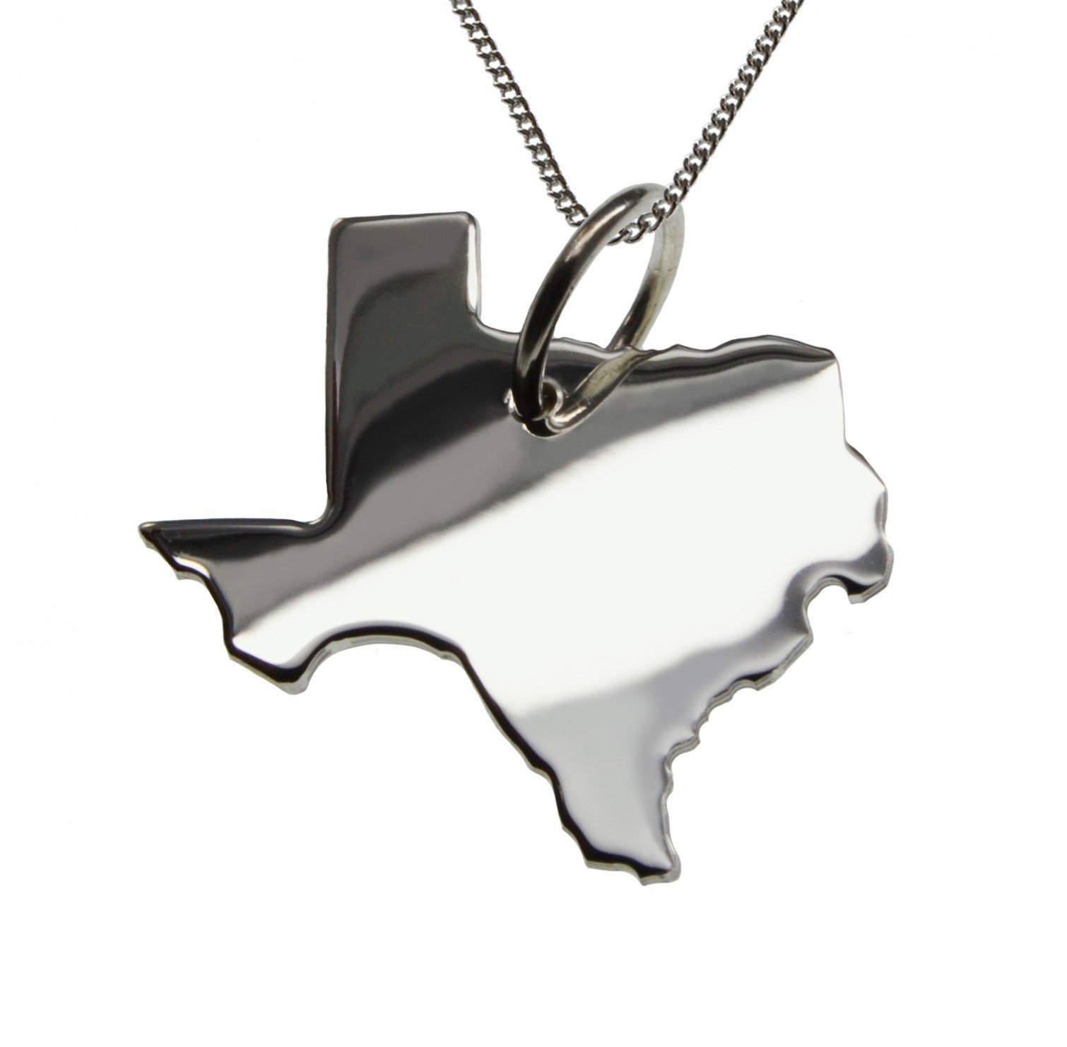 Kette mit Anhänger 50cm Halskette + Texas Anhänger in massiv 925 Silber