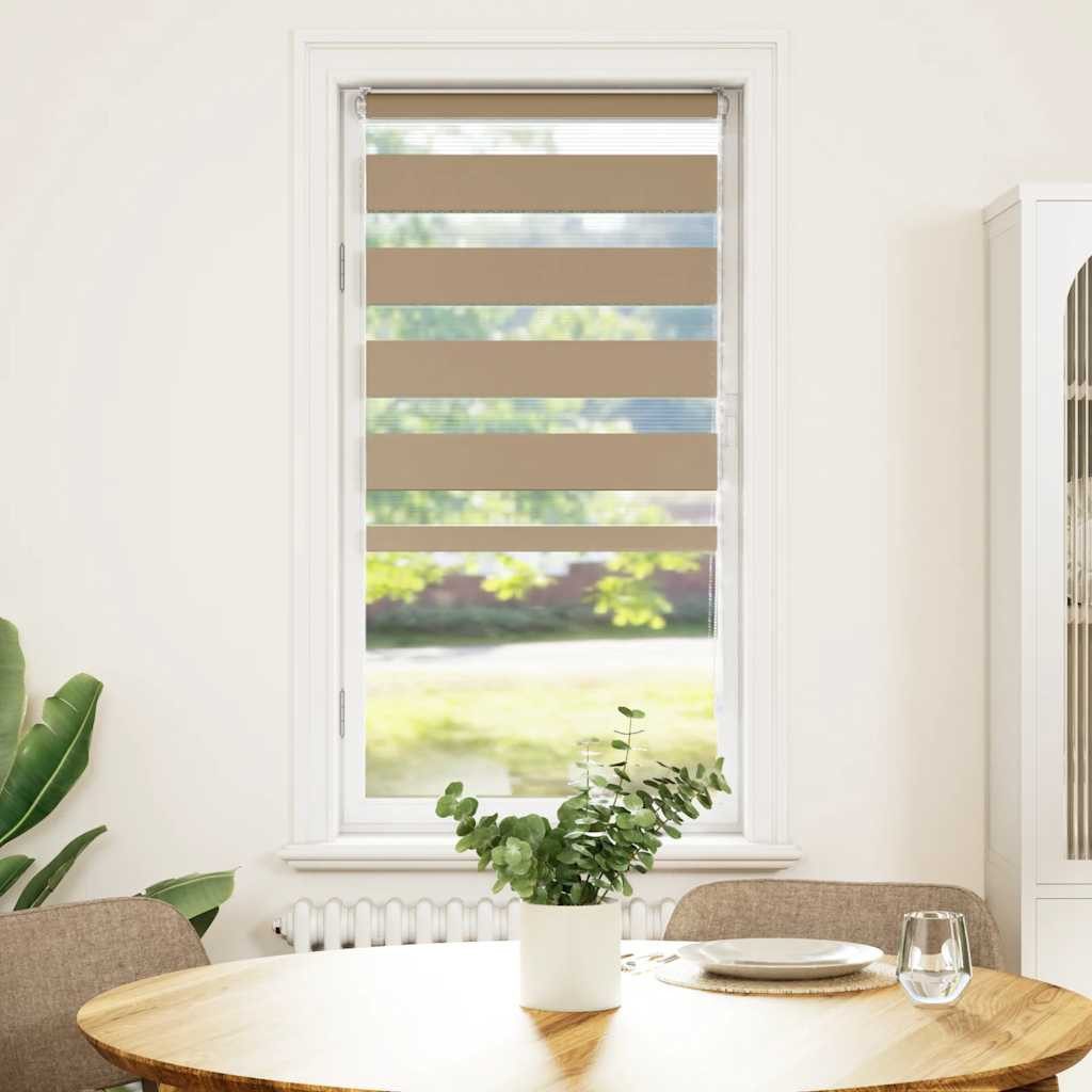 Rollo Doppelrollo Sandbraun 65x100 cm Stoffbreite 60,9 cm Polyester, vidaXL