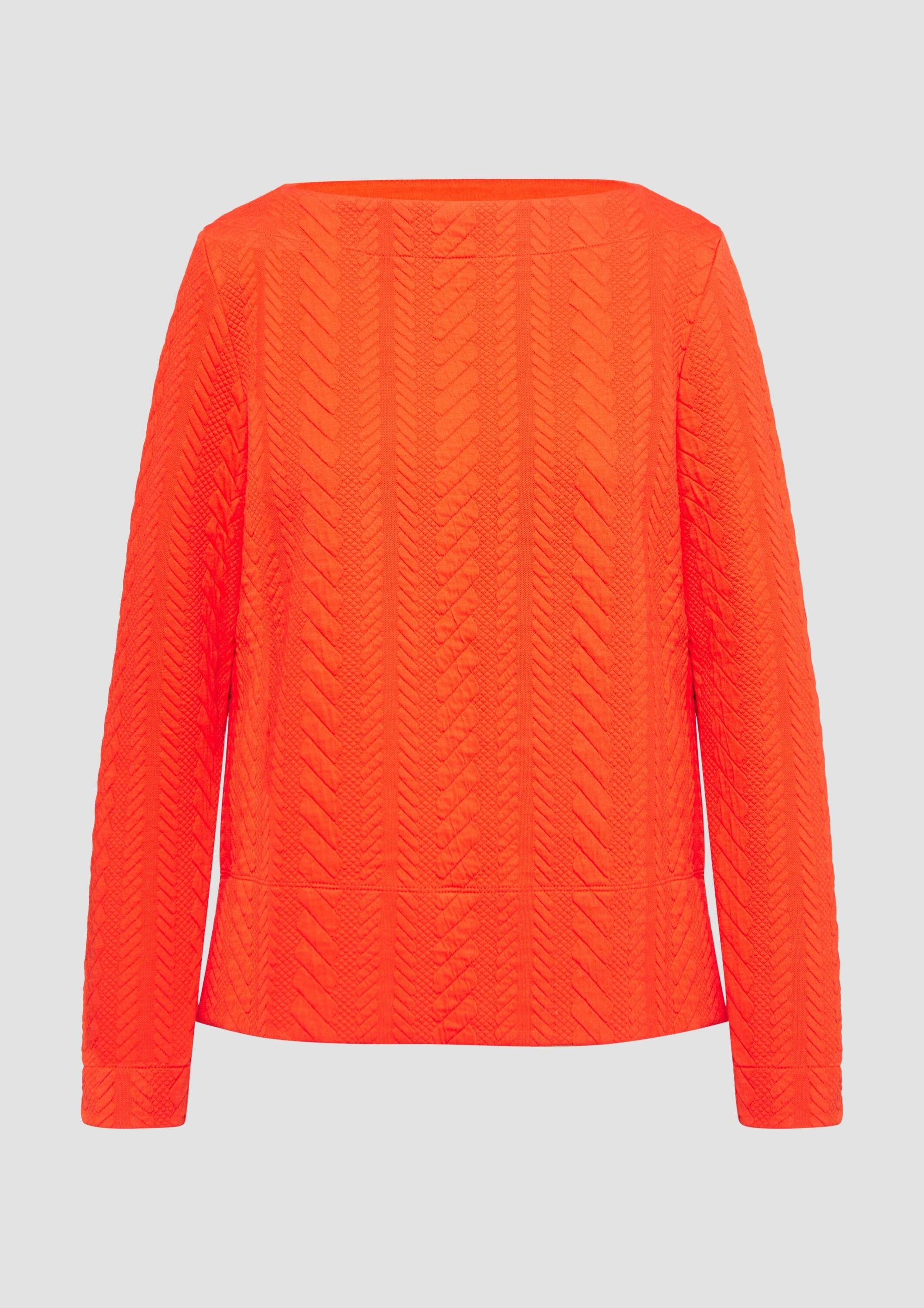 s.Oliver Sweatshirt Sweatshirt Strukturiertes Jacquard-Sweatshirt mit U-Boot-Ausschnitt