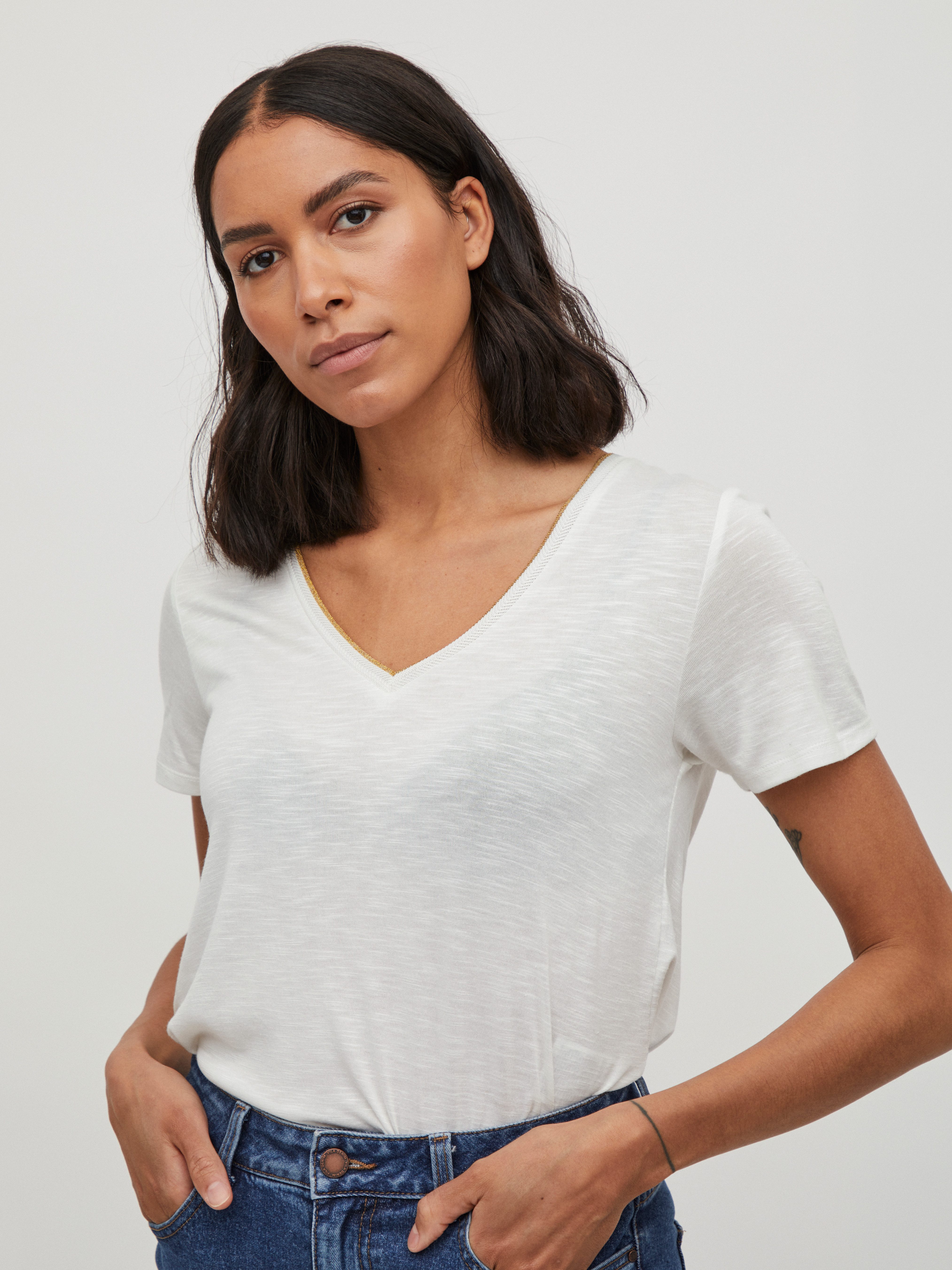 Vila T-Shirt VINOEL S/S TOP - NOOS Viskosemischung, regular fit