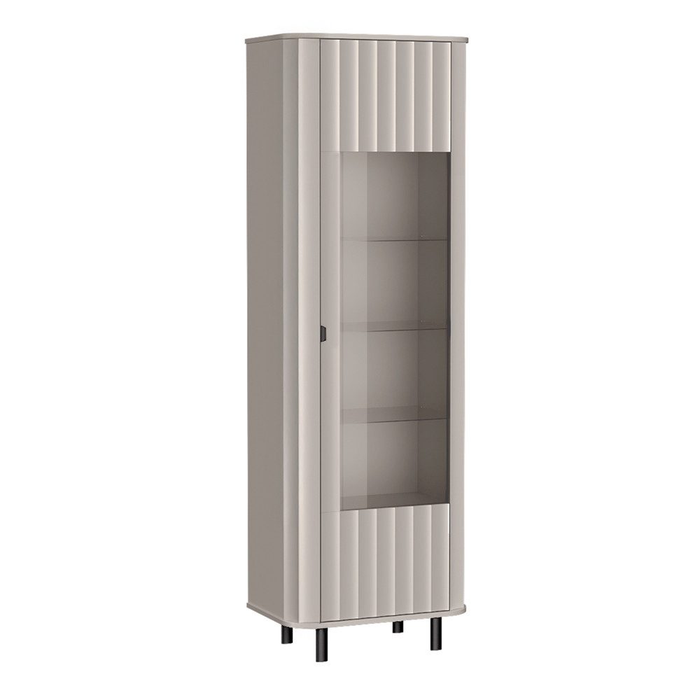 Lomadox Wohnzimmer-Set NASHVILLE-161, (Mega-Spar-Set, 2-St., Vitrine Lowboard), Wohnzimmer-Set in Taupe, mit Wellen-Optik, modern – Bild 3 von 5
