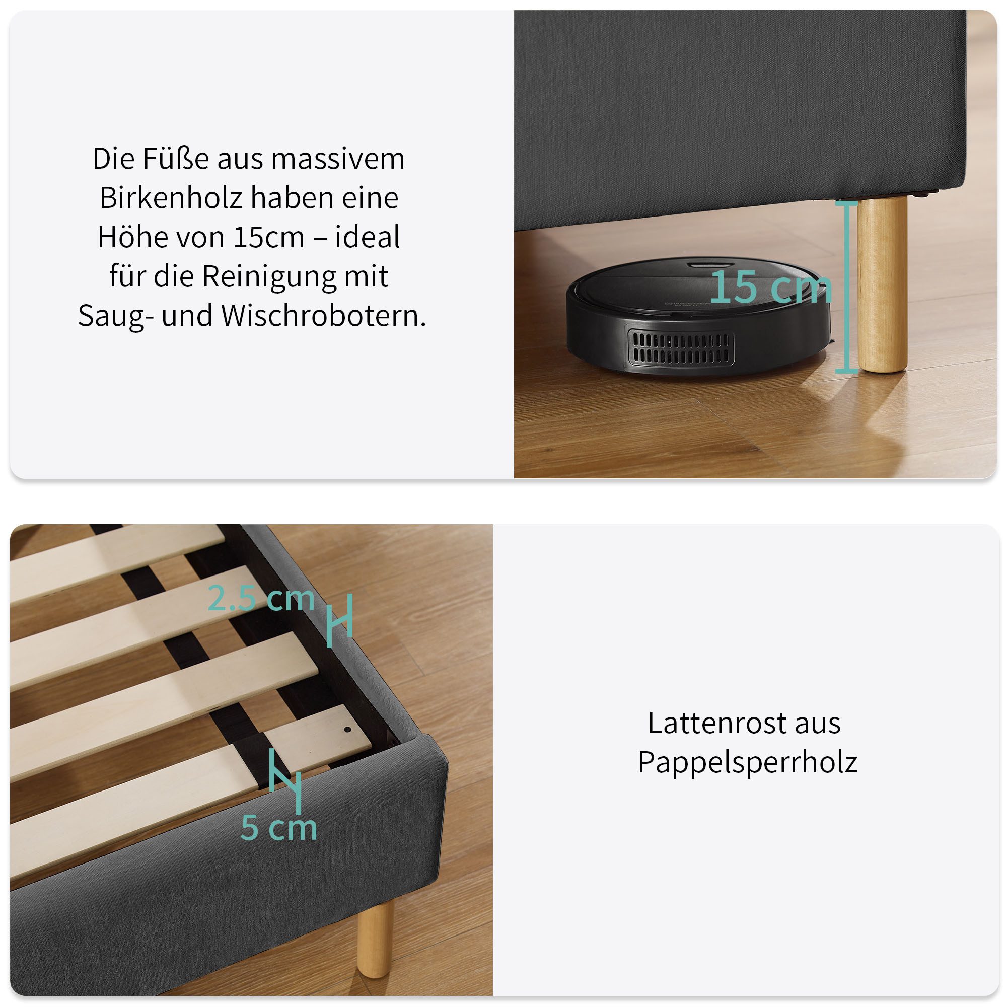 Home affaire Polsterbett Philippiere inkl. Lattenrost, erhältlich in den Breiten 140cm & 180cm – Bild 4 von 5