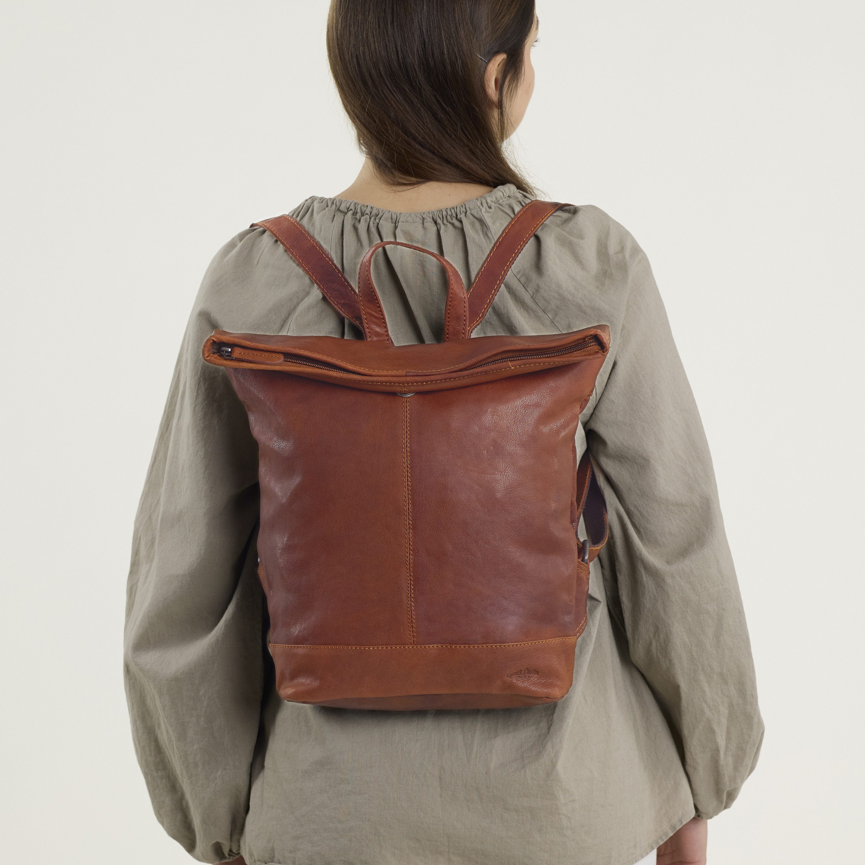 Gusti Leder Rucksack Gusti Leder Rucksack Gitta (1-tlg), Rucksack Lederrucksack Vintage Wanderrucksack Braun Leder