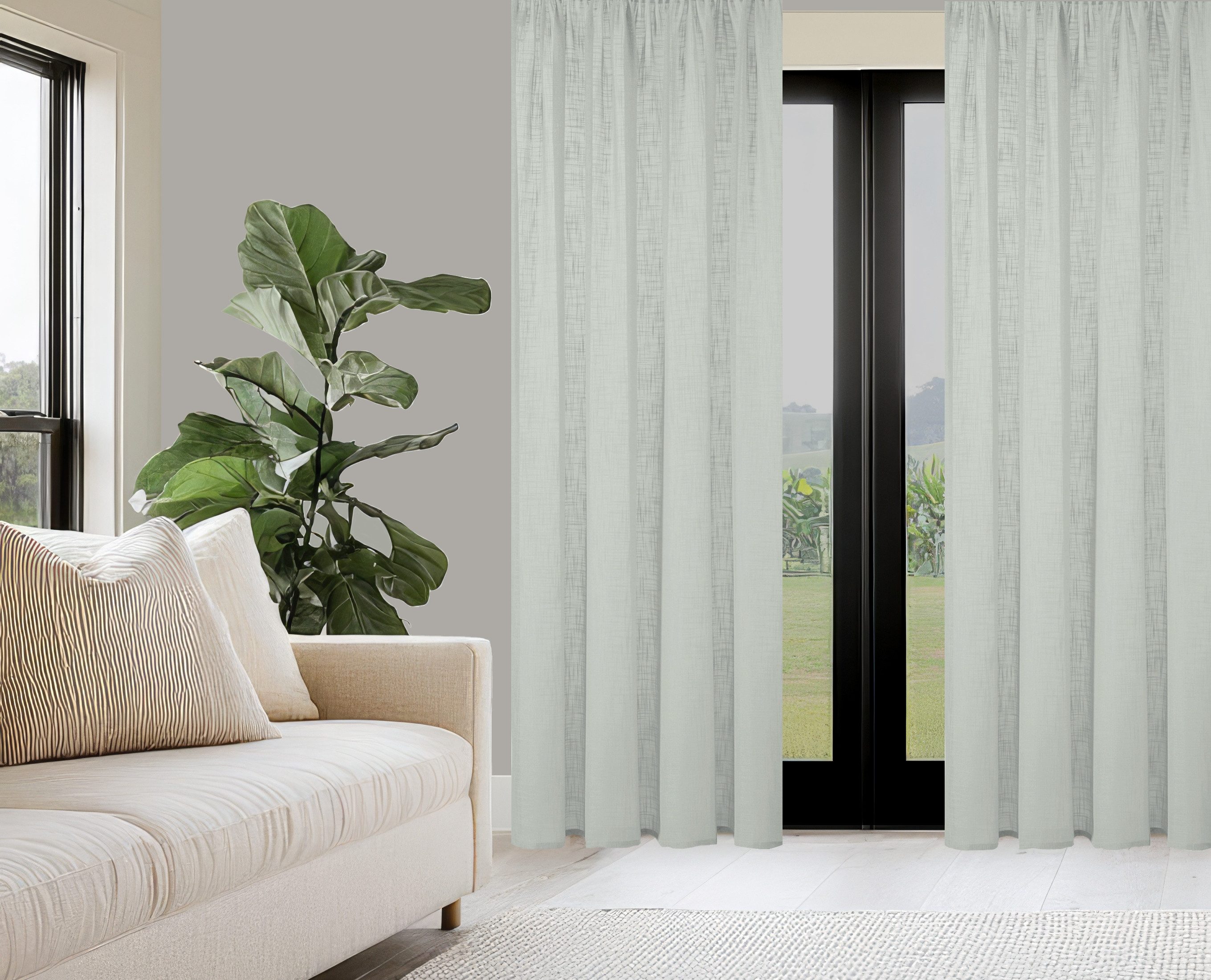 Home Basics Vorhang SOFTY 2er Pack (2 St), Multifunktionsband, halbtransparent, 2er Pack Kombibandschal SOFTY Uni