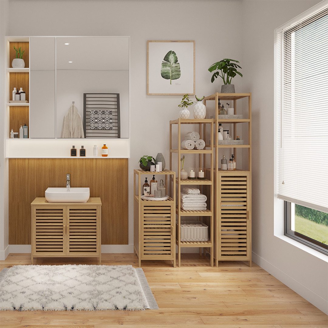 Bellamio Waschbeckenunterschrank Newa (Spar-Set, 1-St) aus natürlichem Bamb günstig online kaufen