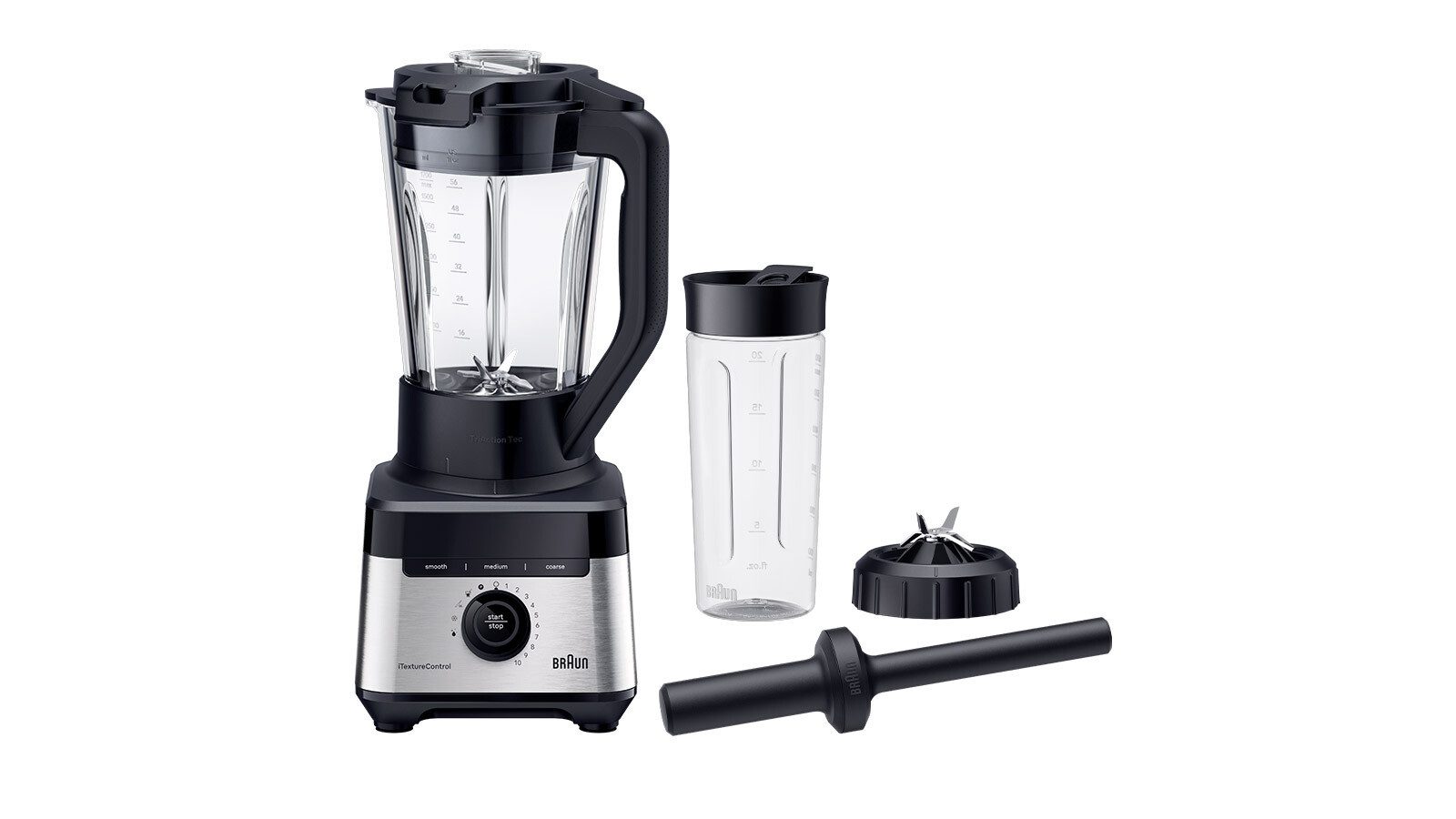 Braun Küchenmaschine PowerBlend JB 7551 BK, 1400 W, 1,7 l Schüssel, 30.000 U/min, 10 Geschwindigkeiten, Metallkupplung, spülmaschinenfest