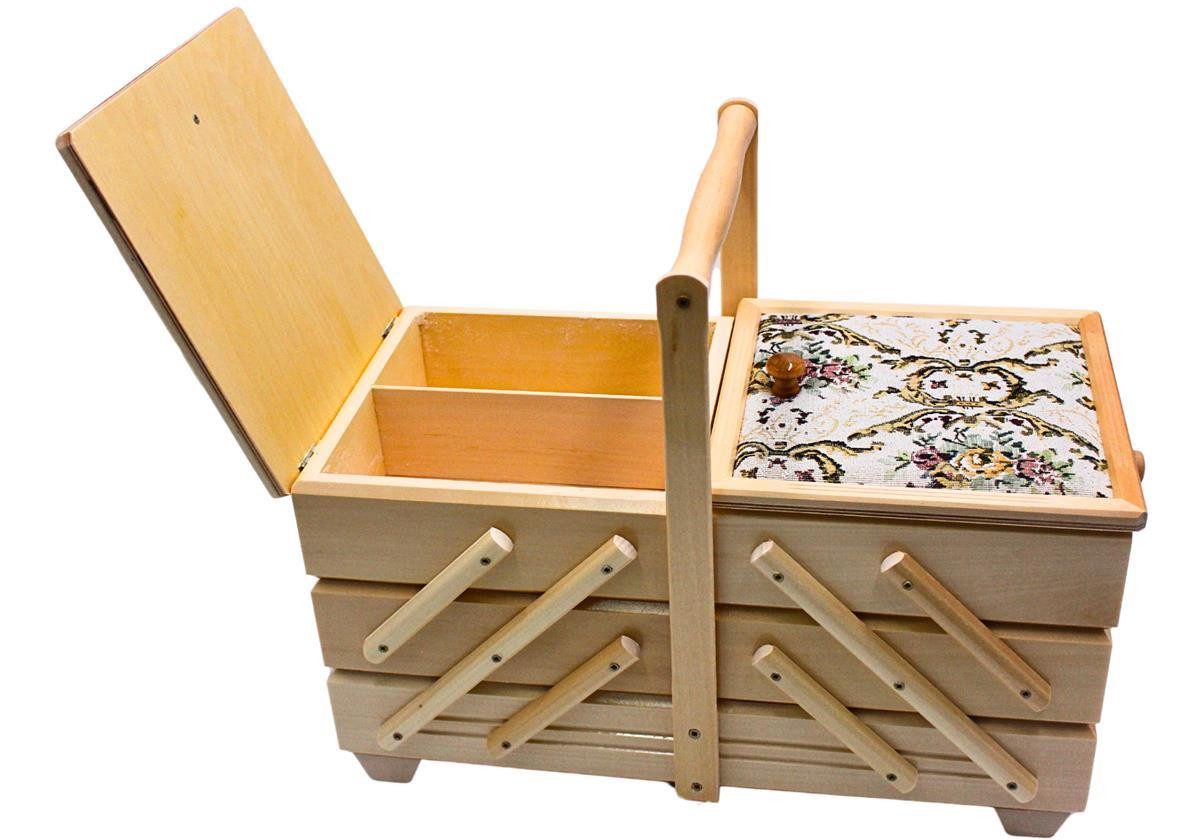 Dekohelden24 Nähkorb Hochwertiger Nähkasten, Nähkästchen aus Furnierholz, cm