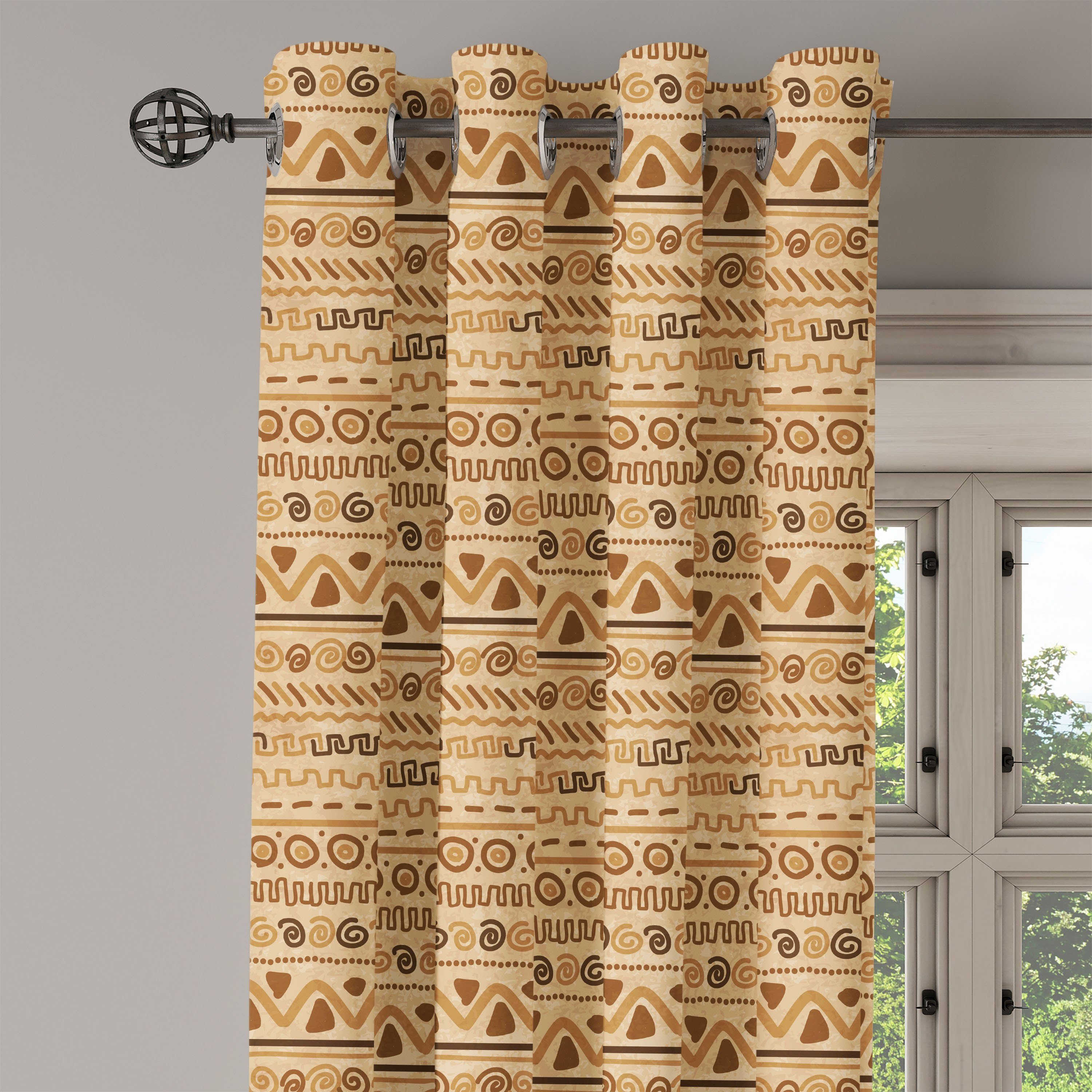 Abakuhaus, für 2-Panel-Fenstervorhänge Schlafzimmer Sambia Wohnzimmer, Dekorative Ethnisch Gardine