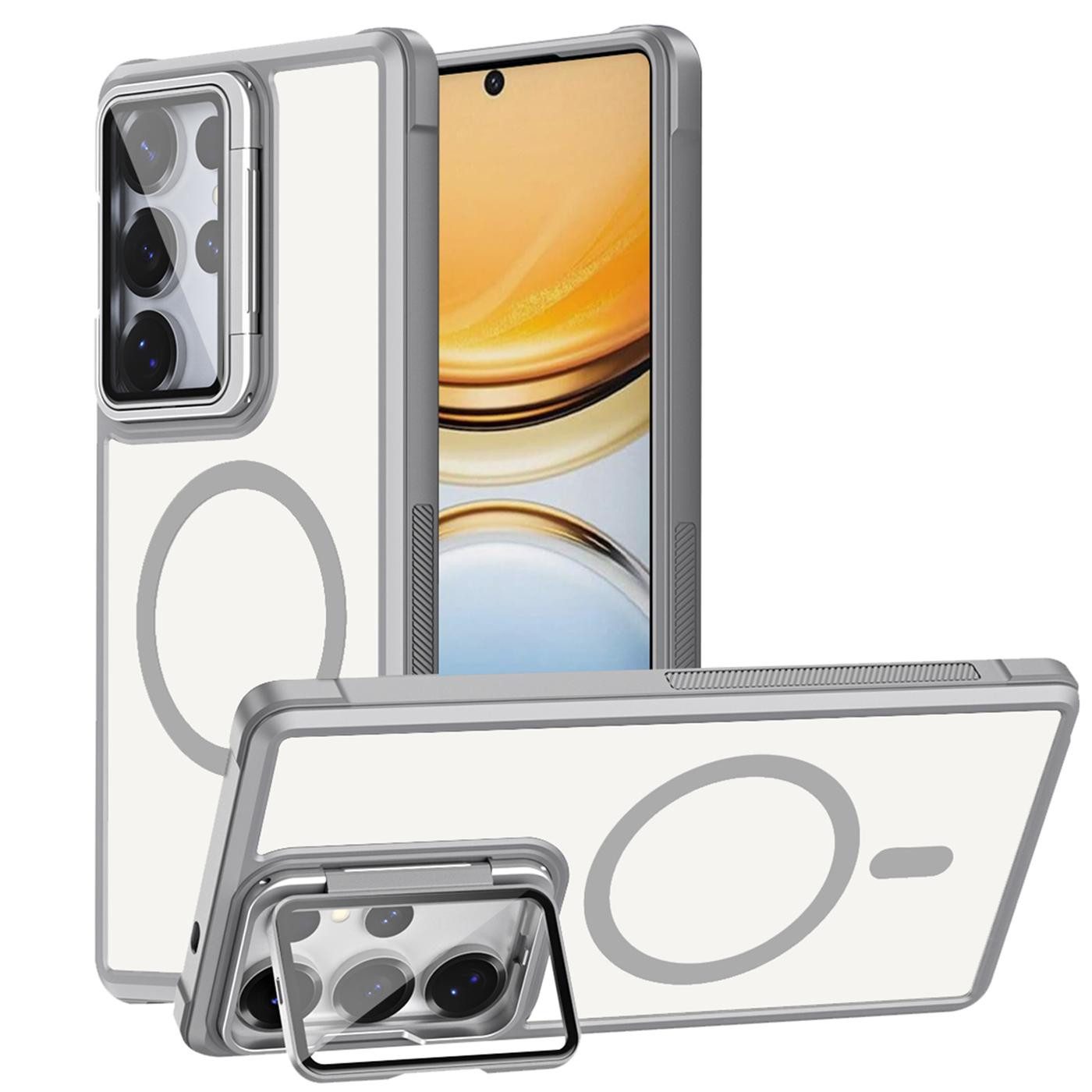CoolGadget Handyhülle Hybrid CAM Handy Hülle für Samsung Galaxy S26 Ultra 6,9 Zoll, Kameraschutzglas klappbar Schutzhülle Metallring für Magsafe Zubehör