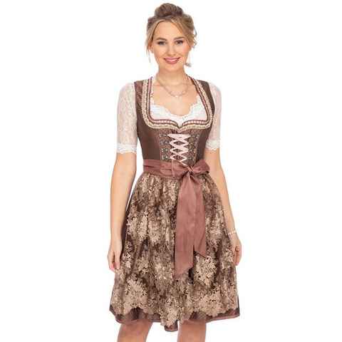 KRÜGER MADL & BUAM Dirndl Midi Dirndl 2tlg. 60cm MELENA braun