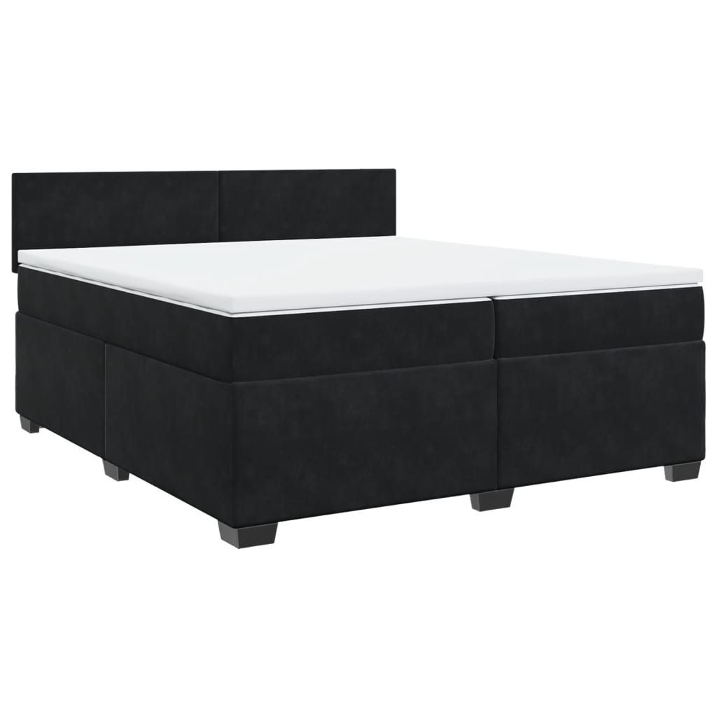 Bett Boxspringbett mit Matratze Schwarz 200x200 cm Samt