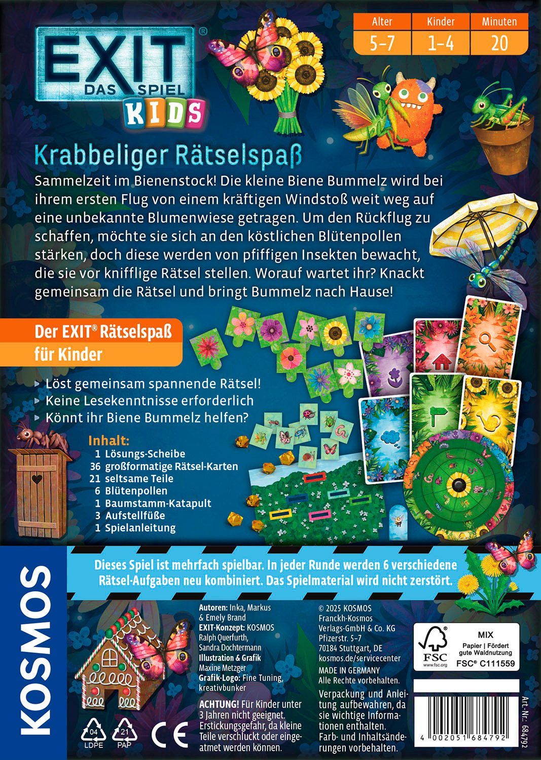 Kosmos Spiel EXIT® Kids Krabbeliger Rätselspaß, Rätselspiel, Made in Germany